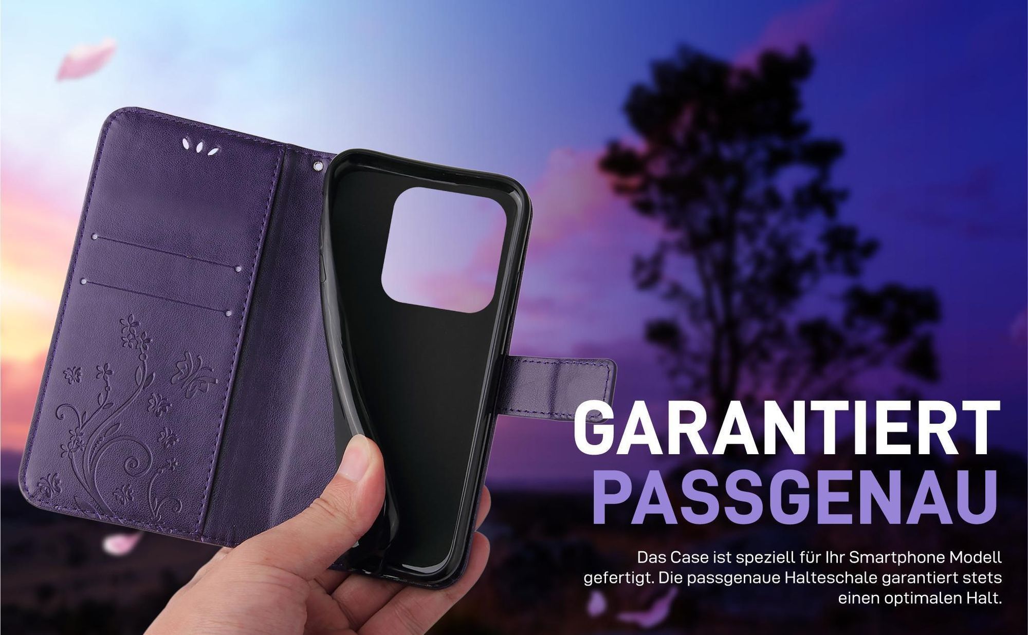 Violette Klapphülle für Xiaomi Redmi Note 14 mit präziser Passform und sicherem Halt
