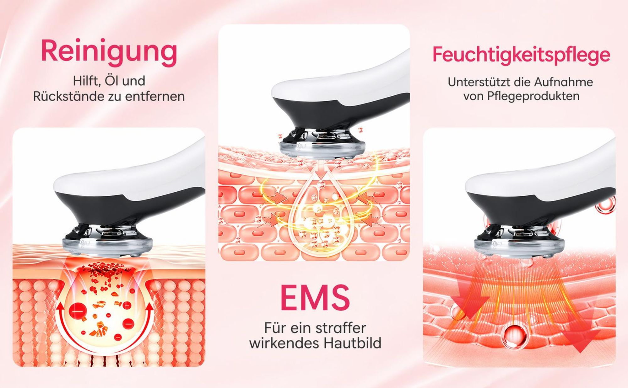 COOL-i® 5-in-1 Beautygerät – Für ergänzende Gesichtspflege mit EMS, Licht-, Wärme- & Kühlfunktion – Kabellos & kompakt für Zuhause (Weiß)