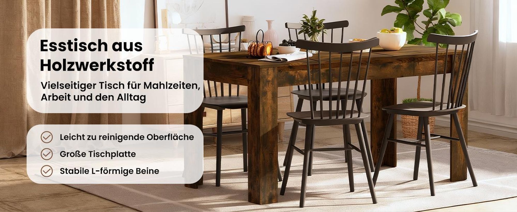 vidaXL Esstisch Räuchereiche 140x74,5x76 cm Holzwerkstoff