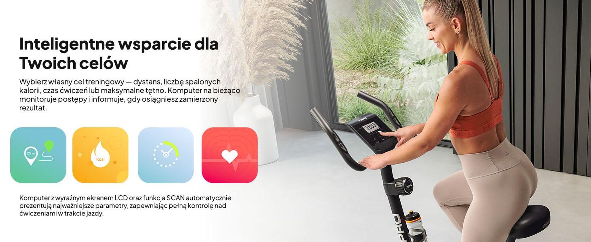 Rower treningowy Zipro Beat RS – magnetyczny rower fitness z masą obrotową 6 kg – cichy rower treningowy do 120 kg – pomiar tętna, uchwyt na butelkę