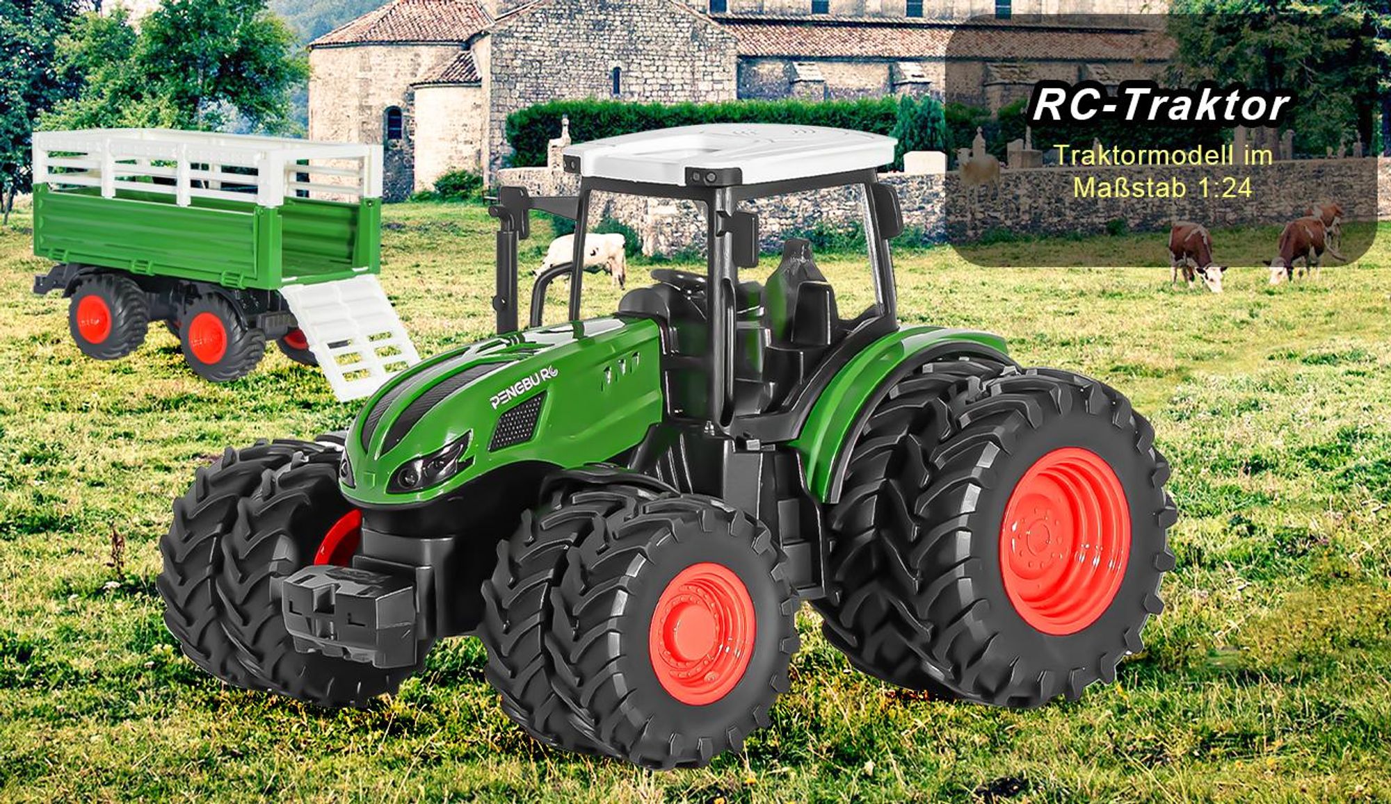 RC-Traktor Ferngesteuerter Traktor Ferngesteuert mit anhänger, Traktor Spielzeug