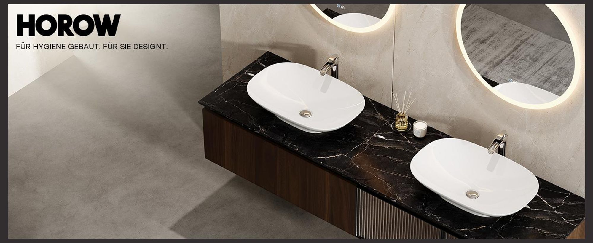 HOROW 60 x 40 cm Waschbecken Keramik Aufsatzwaschbecken Oval, 5mm Dünnrand, Modern Weiß Waschschale für Badezimmer Gäste-WC