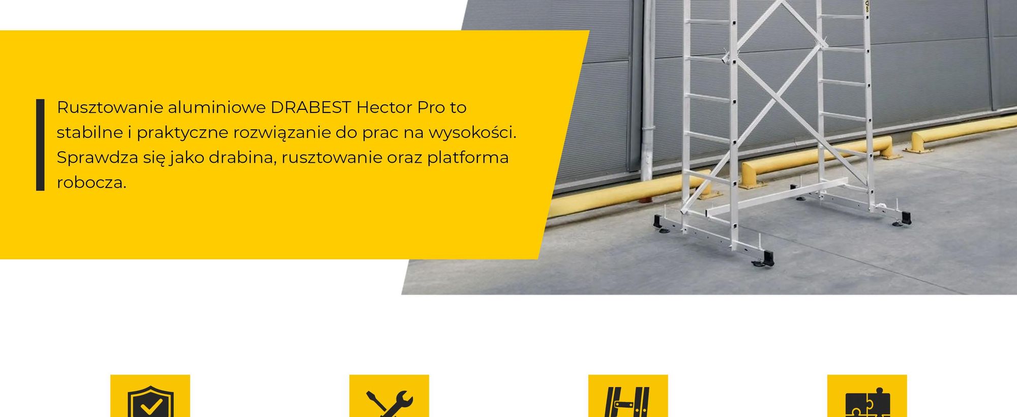 Drabest | Rusztowanie Aluminiowe 3w1, Drabina Przegubowa, Platforma 134 x 60 cm, 4,73 m, Udźwig 160 kg