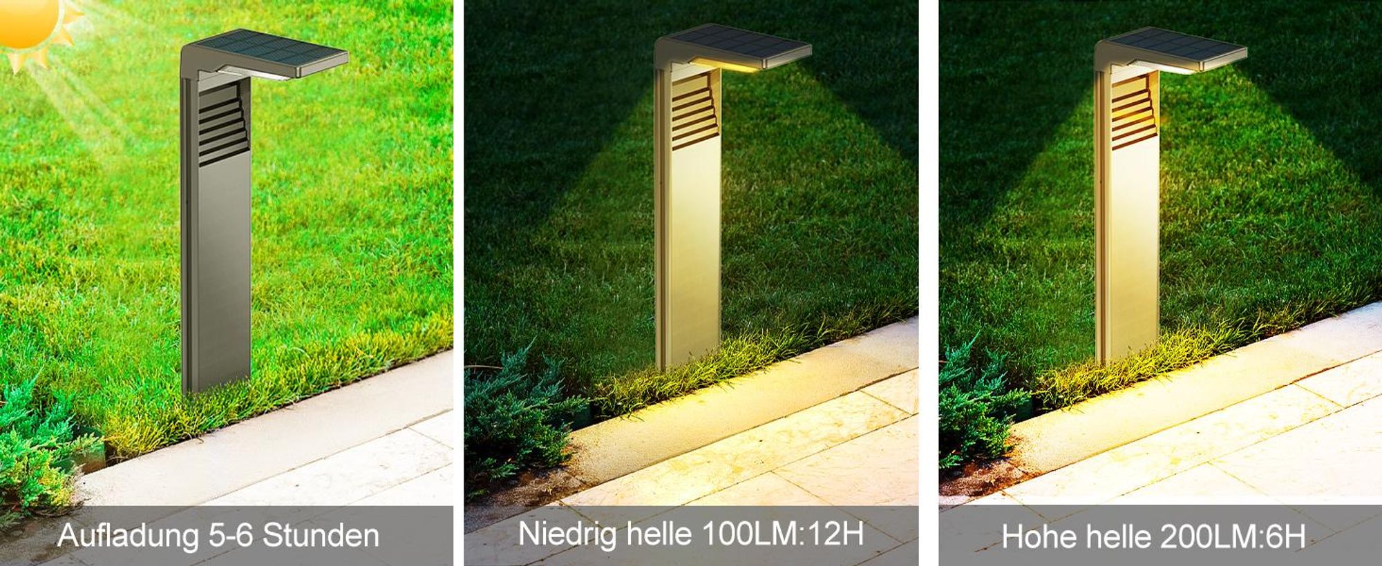 4 Stück LED Solarlampen für Außen Solarleuchten mit 2 Modi Hell, Warmweiß Solar Wegbeleuchtung IP64 Wasserdicht für Außen, Hinterhöfe, Gärten, Rasen