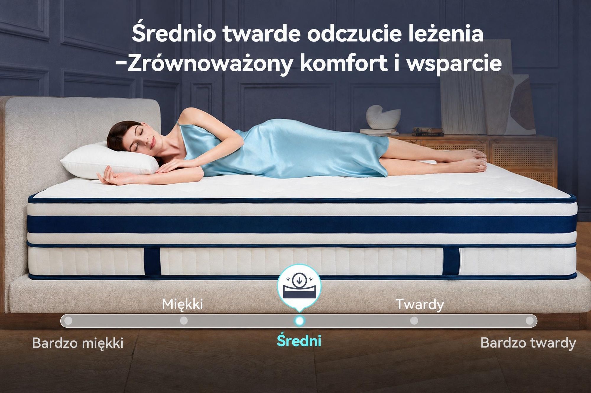 Materac 90x200 30 cm zintegrowany topper, 7‑strefowy materac kieszeniowy sprężynowy H3/H4