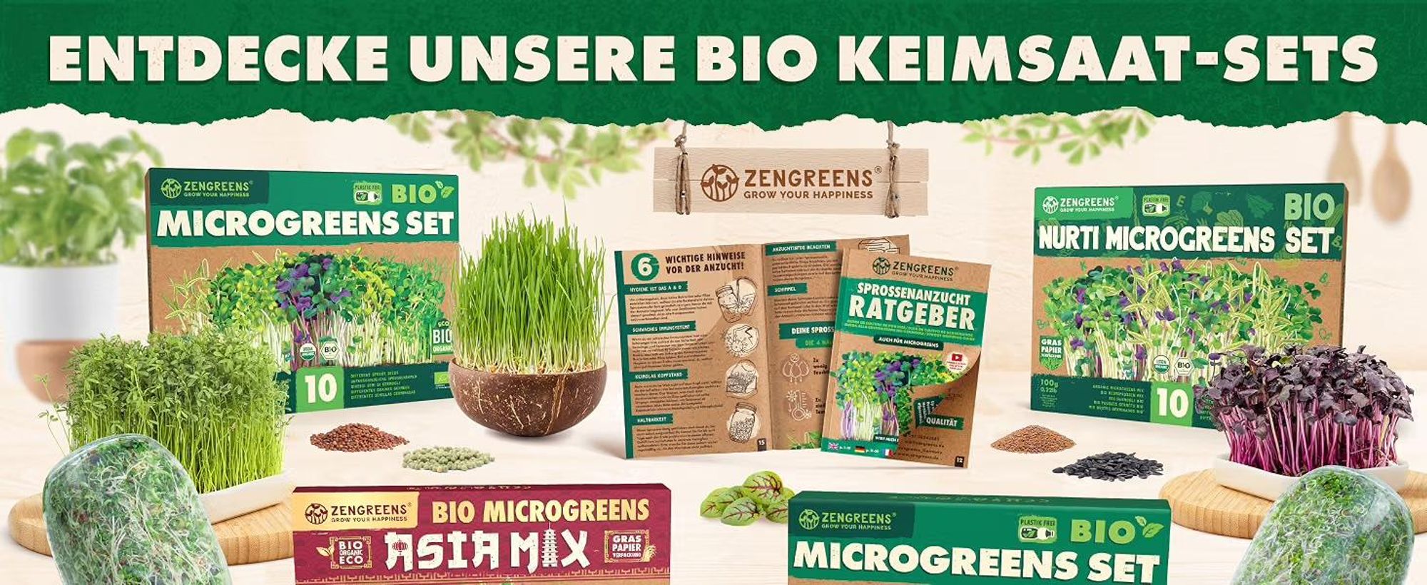 ZenGreens® Bio Sprossensamen Set 20 Sorten – Keimsaat für Sprossen & Microgreens