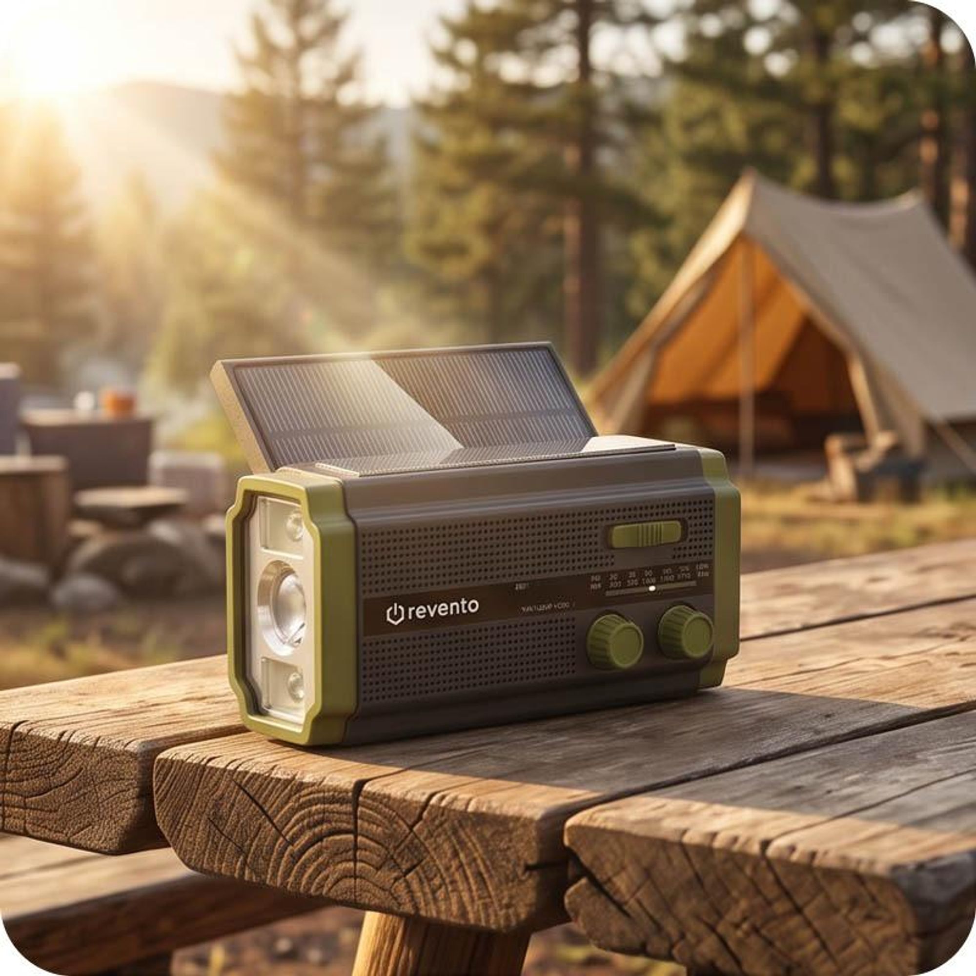 REVENTO® Ratunkowe radio solarne na korbkę, awaryjne radio z lampką LED, powerbank na smartfona 5000 mAh