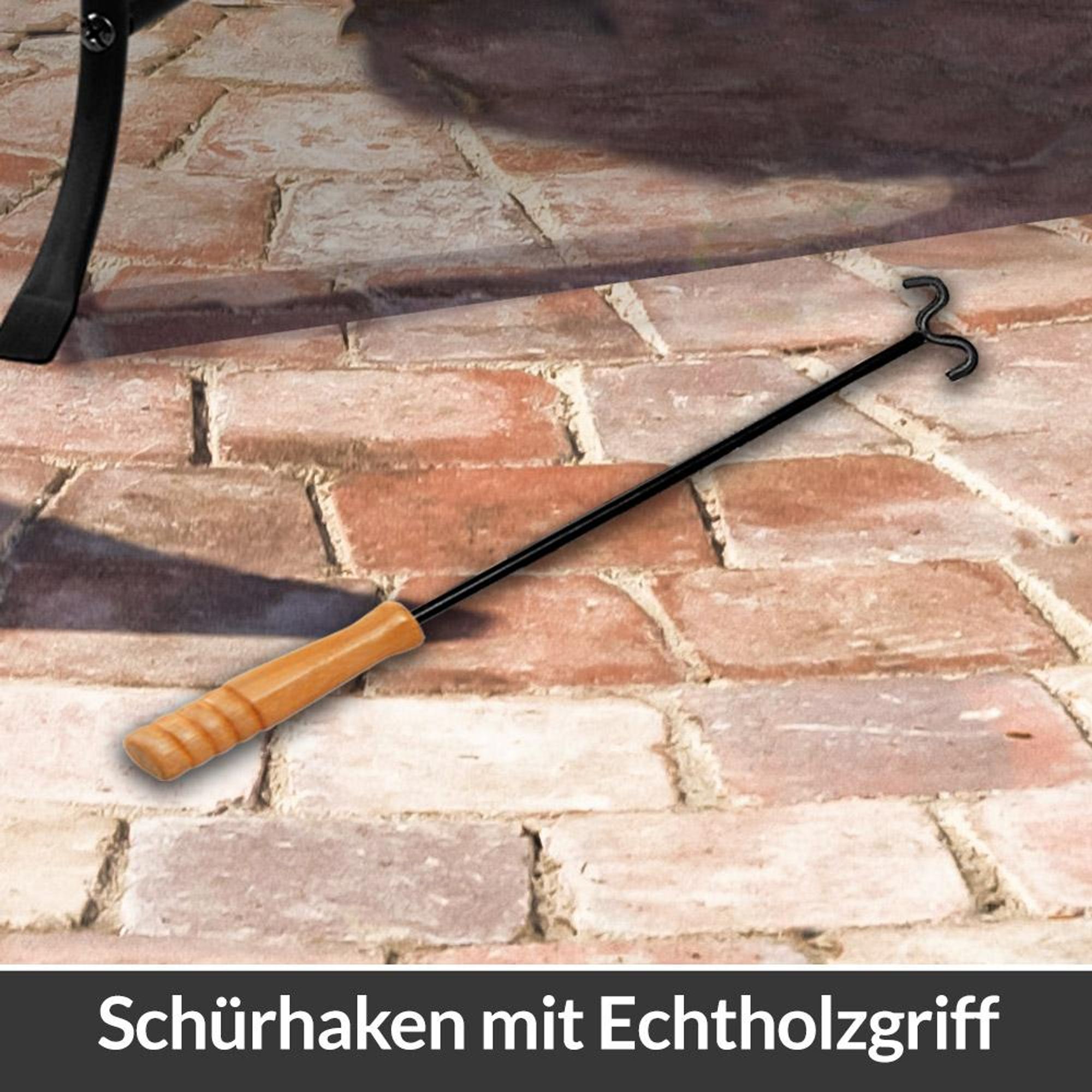 GARDEBRUK® Feuerschale mit Funkenschutz Schürhaken 45cm Klein Feuerkorb für den Garten Terrassenofen Außen Feuerstelle Terrasse Kamin Ofen Grill Holz