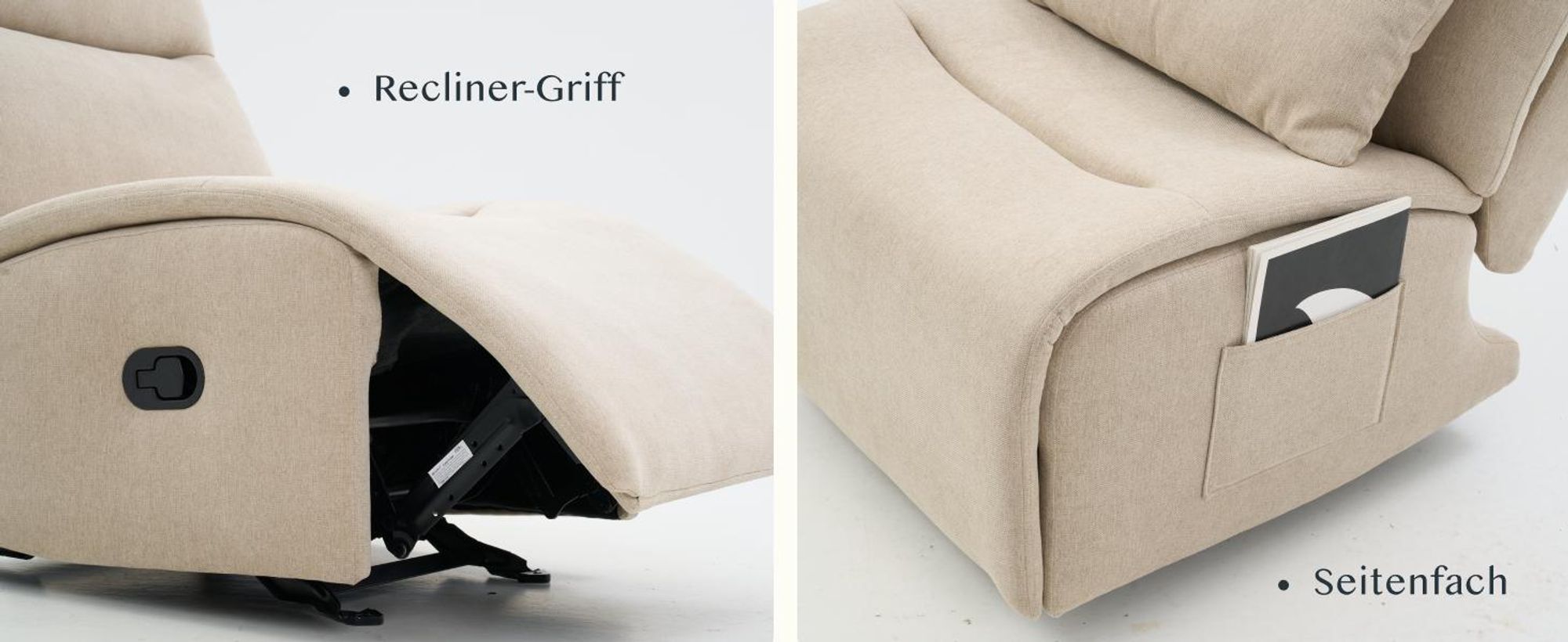 FLEXISPOT HomeEase Relaxsessel mit Schaukelfunktion, 3-fach Liegefunktion, Lendenkissen & Fußstütze, Seitentasche, für Stillzeit, Wohnzimmer, Beige