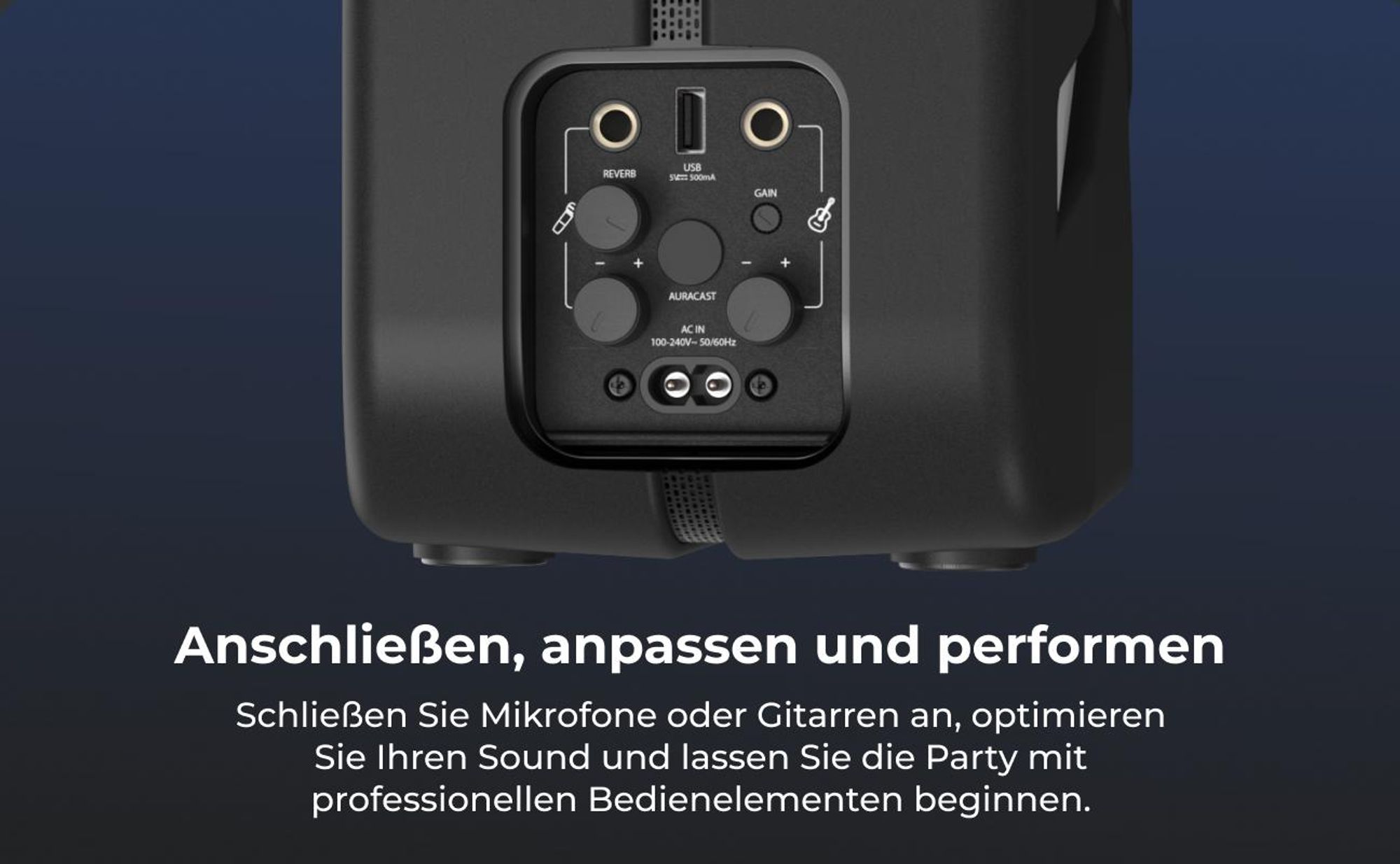ULTIMEA Go tragbarer Party-Lautsprecher, 300 W Bluetooth PartyBox mit Bass-Boost, RGB-Beleuchtung, Mikrofon-/Gitarreneingang, Party & Outdoor, Schwarz