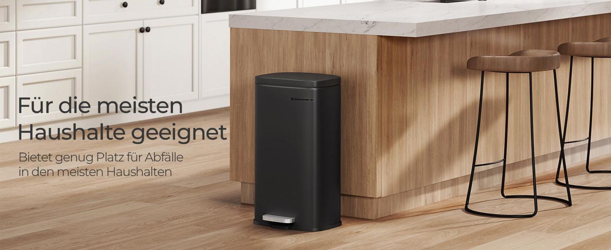 SONGMICS Mülleimer Müllbehälter, Abfalleimer, 30 L,Softclose