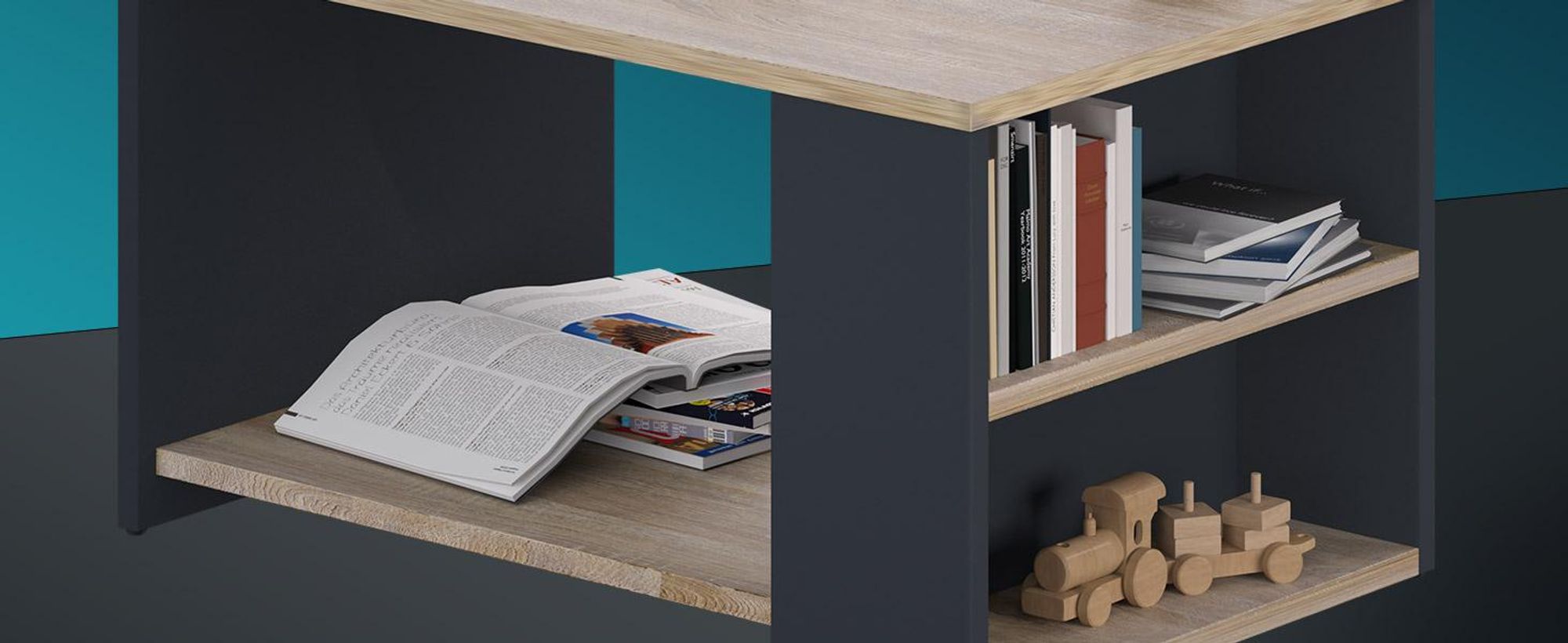 CASARIA Couchtisch mit Stauraum Holz-Grau