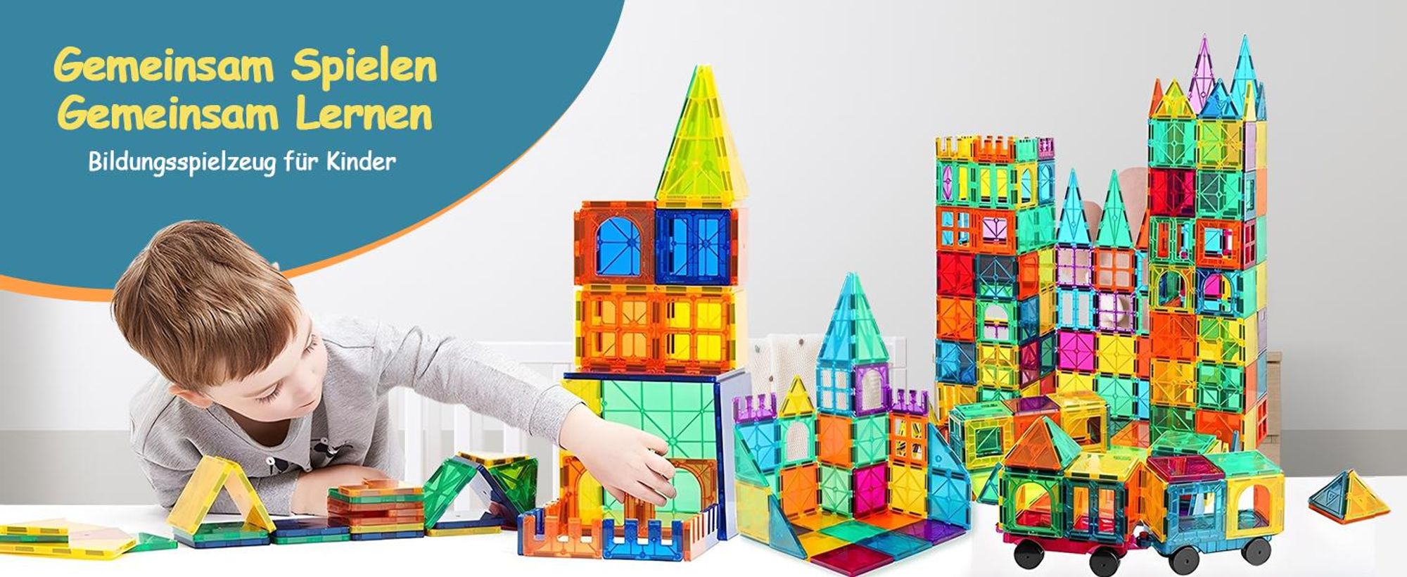 Olvy Magnetische Bausteine 74 Teile – Montessori Konstruktionsspielzeug ab 3 Jahren, Magnetfliesen für Kinder, kompatibel mit Magna Tiles & Connetix