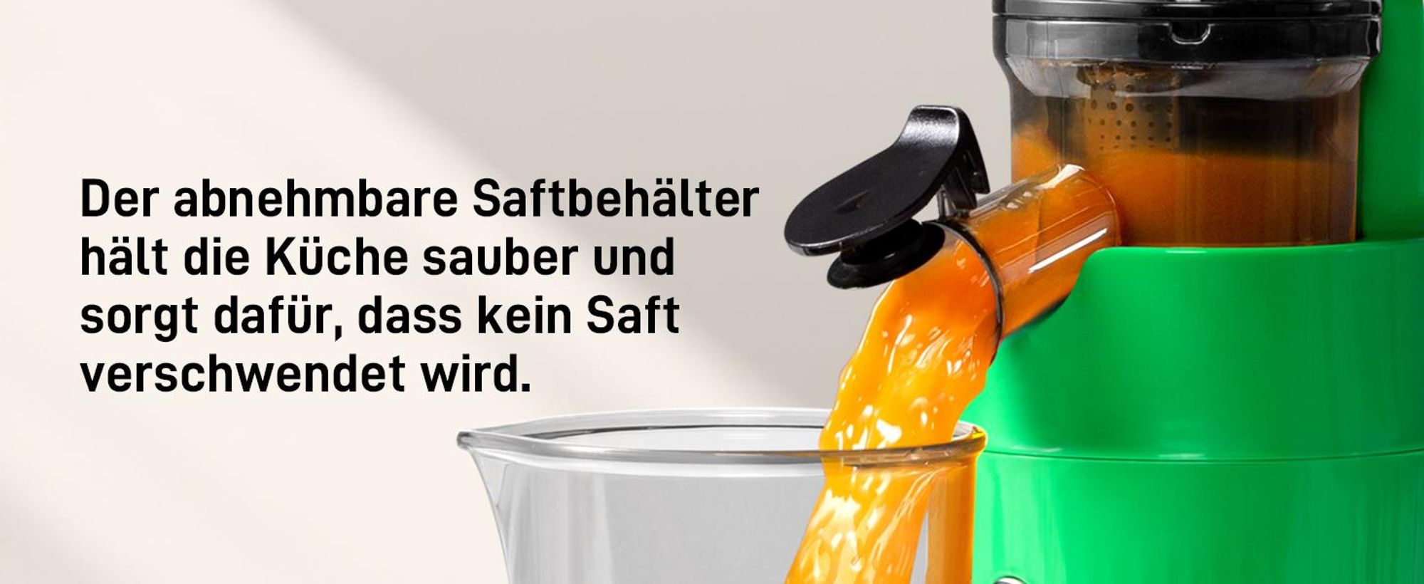 Ventray Essential Ginnie Juicer – Cold Press Slow Juicer, Kompakt & Leise (60 U/min, 45 mm Einfüllöffnung), BPA-frei, Sicherheitsverschluss, 400 ml