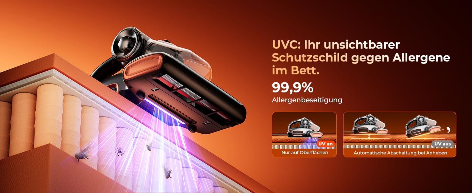 JIGOO T600 Matratzenstaubsauger 15KPa Saugkraft Grau