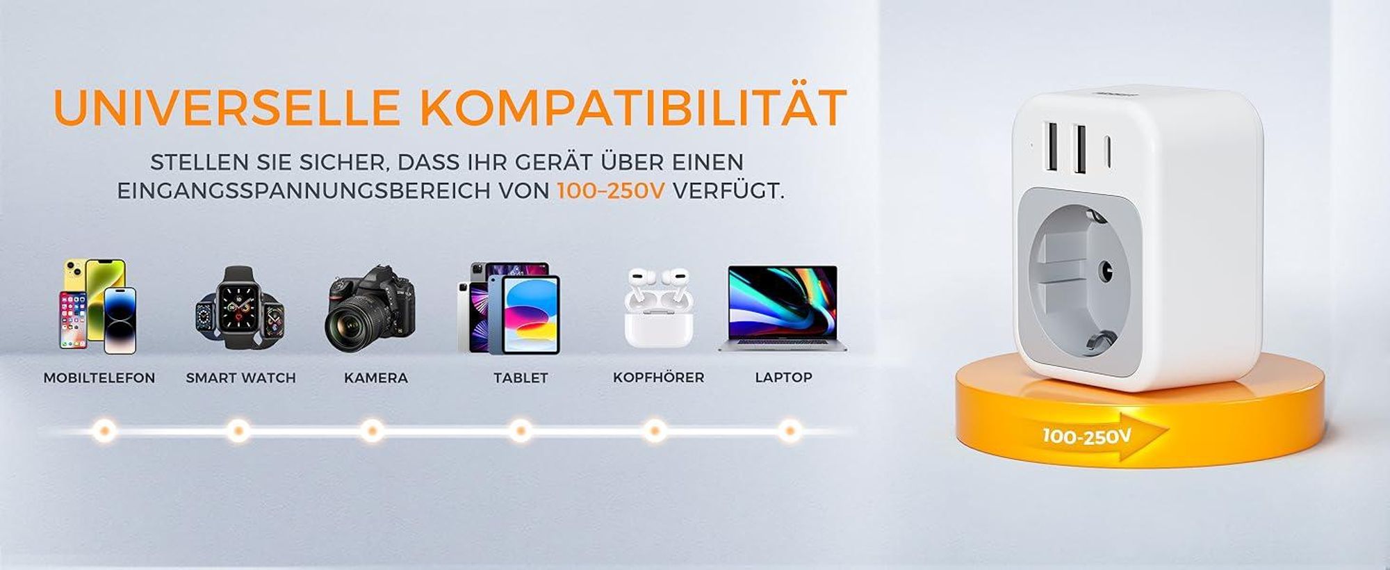 TESSAN Adapter Steckdose Reiseadapter mit 1 USB C 2 USB A Steckdosenadapter Reisestecker Stromadapter für Amerika Typ B