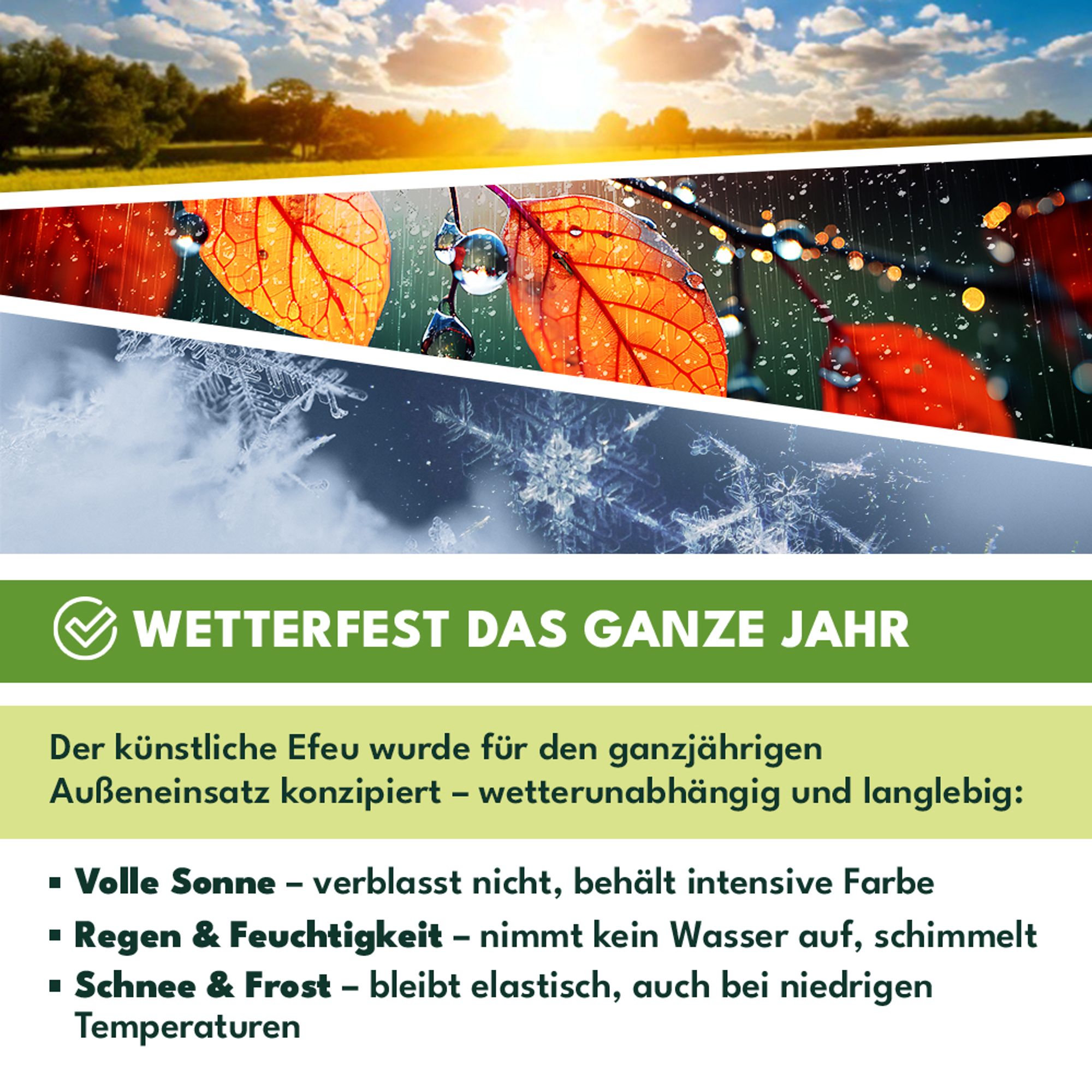 KRUMAD Künstlich Efeu Girlande 12 Stück Set 27 m Kunstpflanze Efeu Girlande für Balkon Garten Wanddeko Deko Wohnzimmer