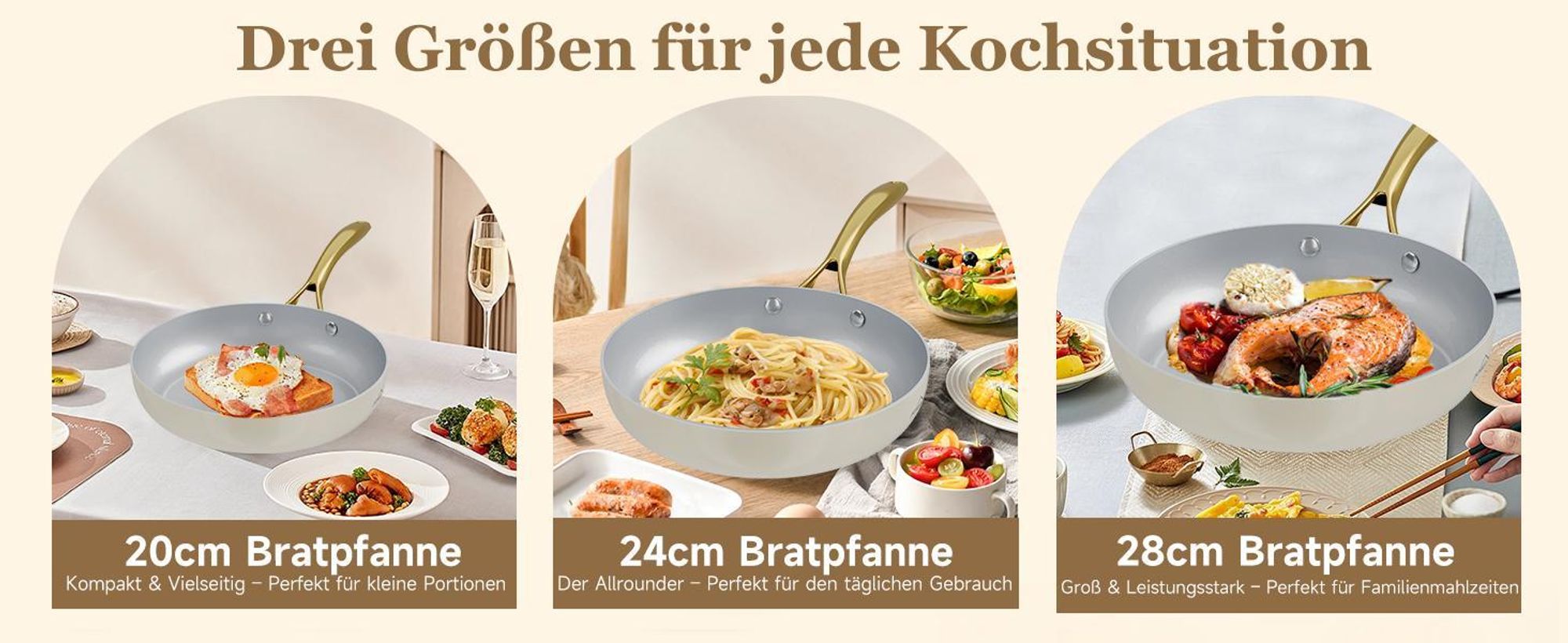 Pfanne 28cm Bratpfanne,Keramikpfanne,Antihaftbeschichtung Pfanne Induktion für alle Herdarten,Kratzfest,Hitzebeständig bis zu 280°C