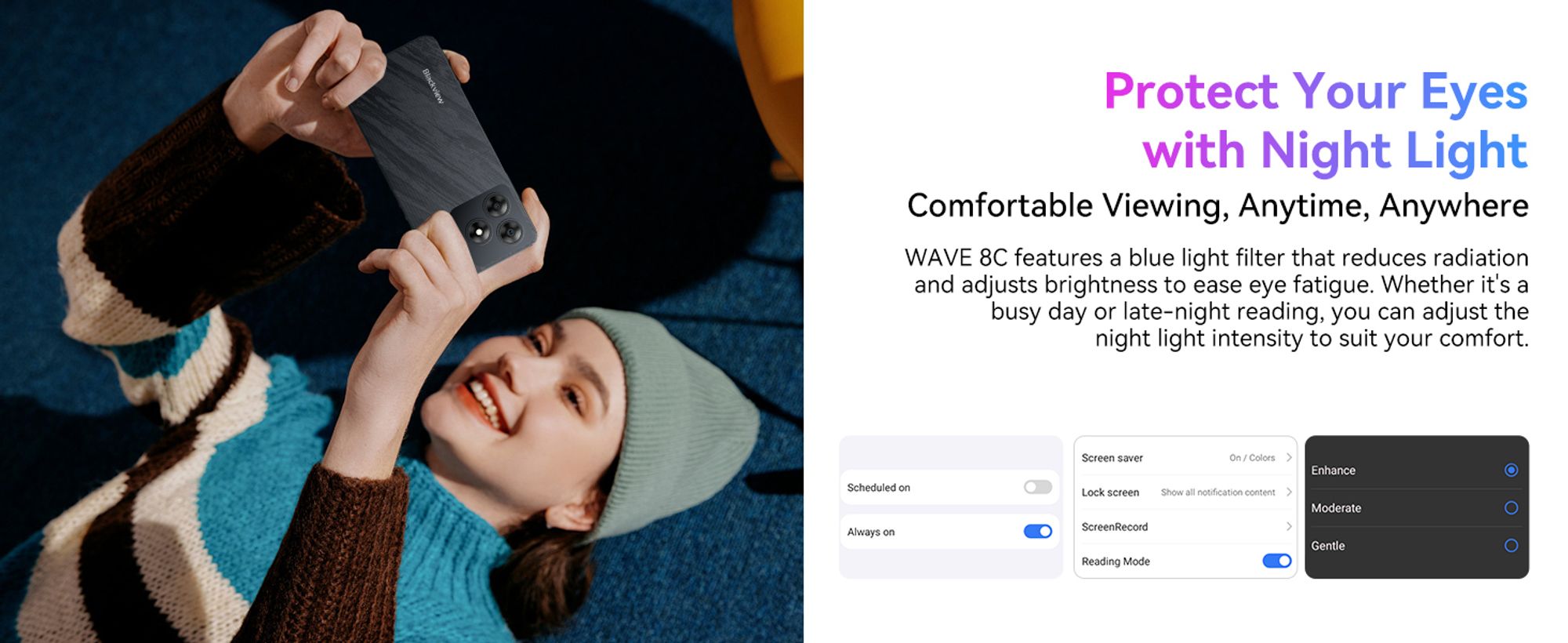 Blackview Wave8C 6,56" bez umowy Smartfon 6GB+64GB, telefon komórkowy Dual SIM 4G, bateria 4700mAh, Fingerprint/Face ID/GPS/5G WiFi, żelazny
