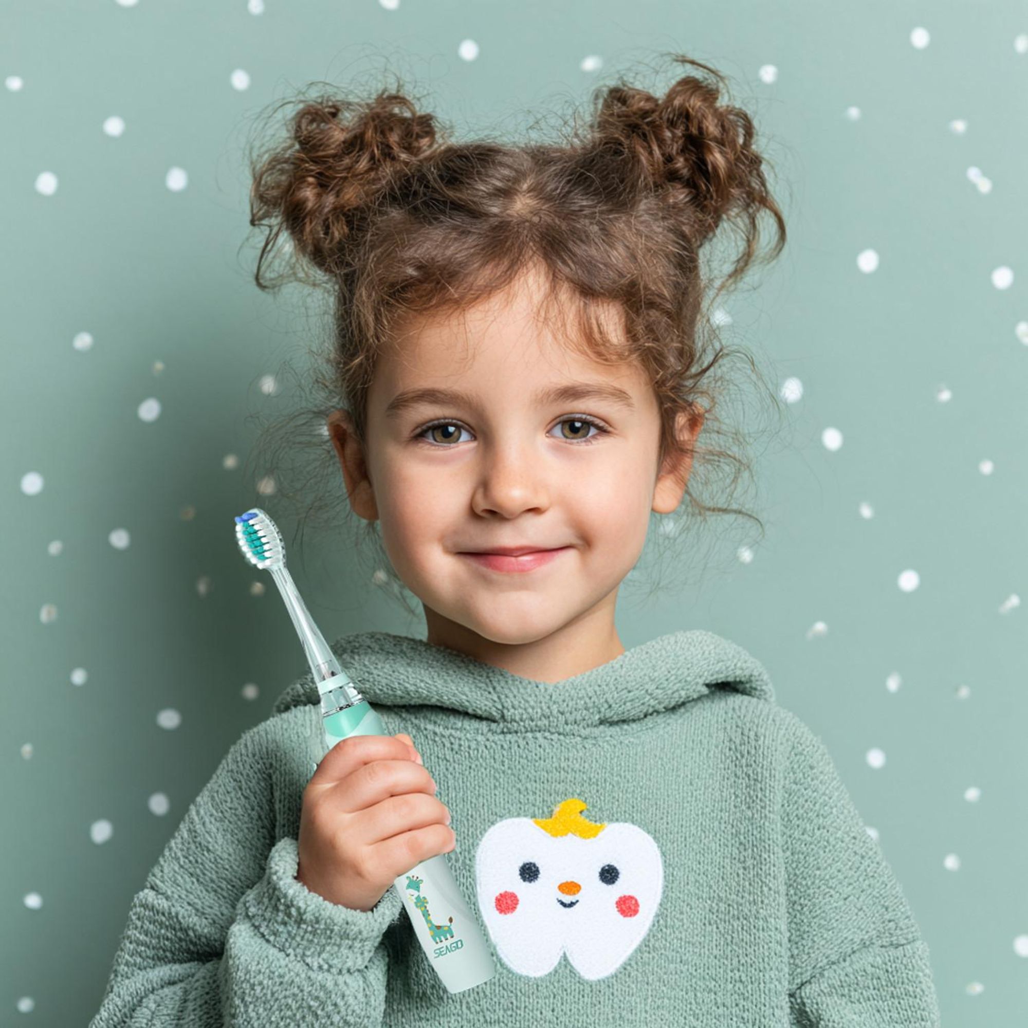 Seago Schallzahnbürste SG-977, Aufsteckbürsten: 3 St., Schallzahnbürste für Kinder grün