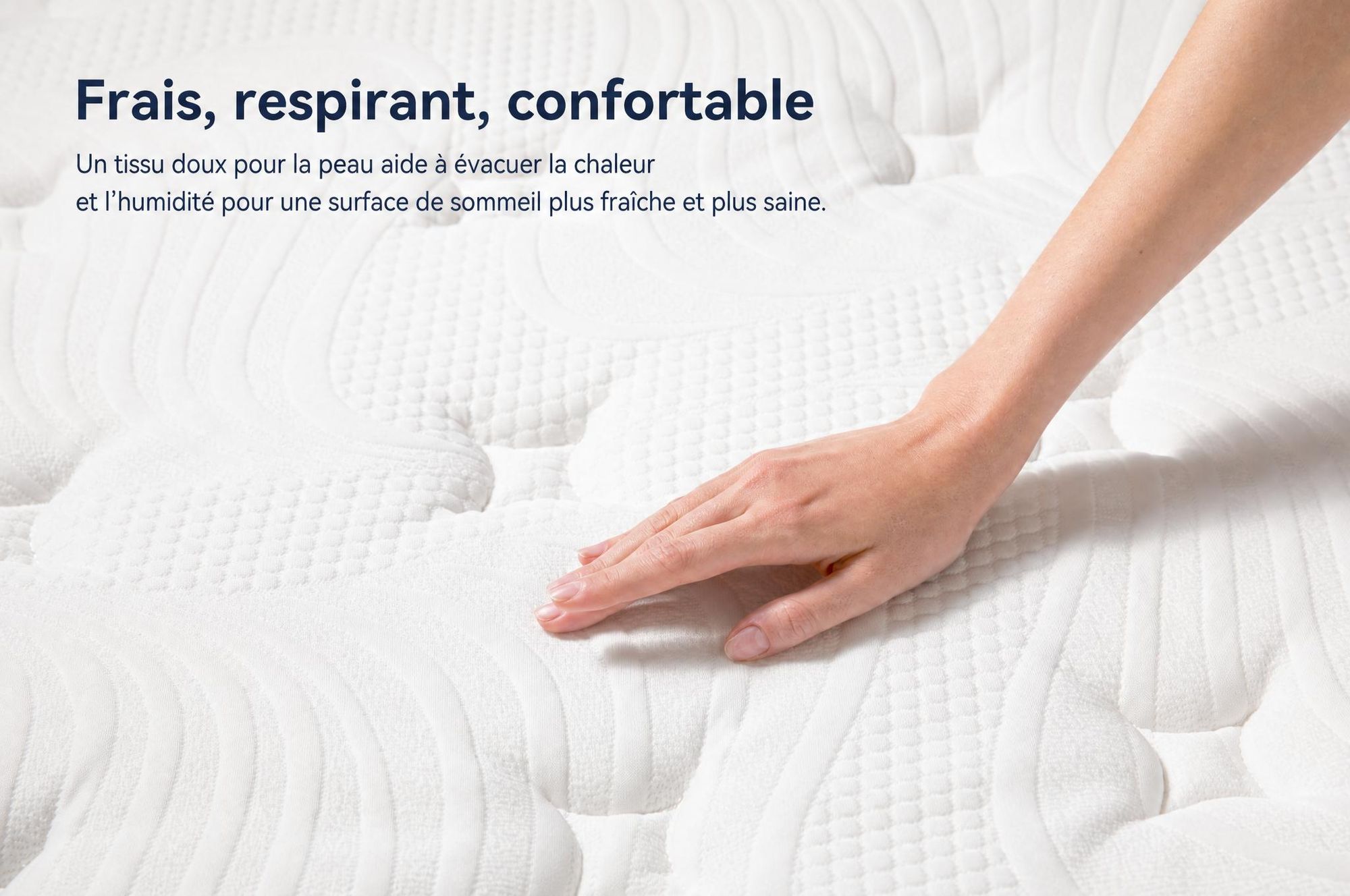 Matelas 90x200 cm, hauteur 30 cm, avec topper intégré, matelas à ressorts ensachés 7 zones, fermeté H3/H4