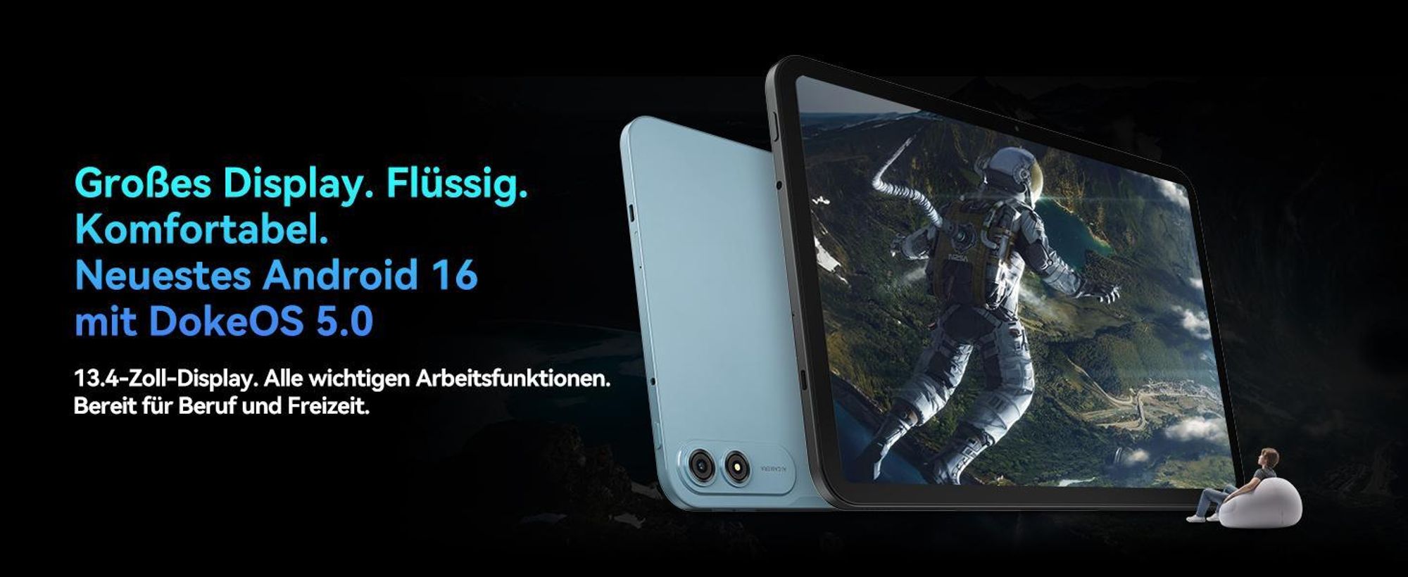 Blackview oscal Tablet mit Tastatu, 13,4" 2K 120Hz Display, 24GB(6+18)+256GB, Android 16, 4G SIM, 8300mAh, 16+8MP Kamera, Slim 0,79cm/750g, All-in-one