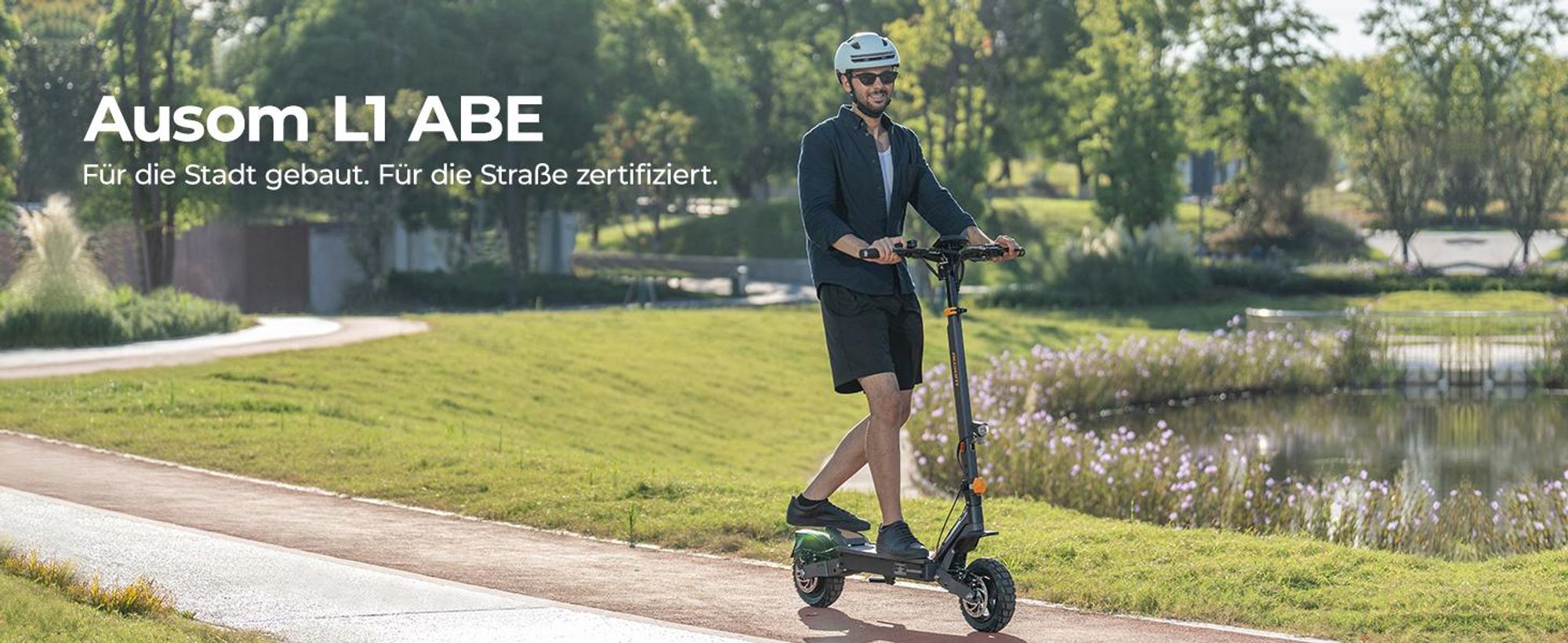Ausom L1 ABE E-Scooter 500W 48V 15,6Ah 70 km Reichweite NFC Schloss E-ABS 10 Zoll Tubeless Reifen