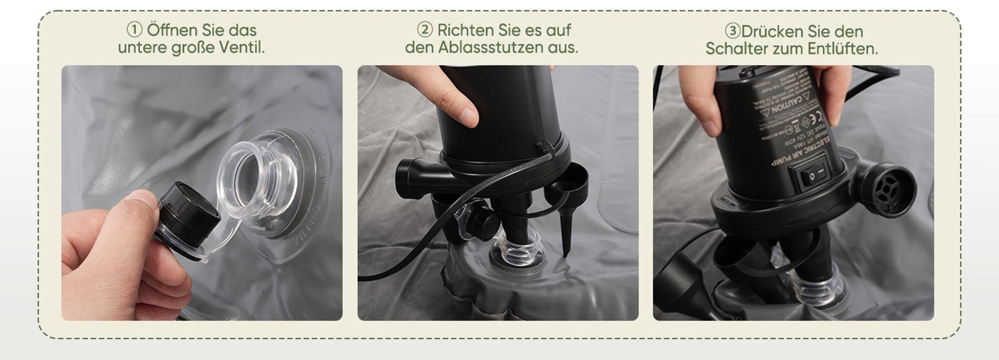 Sekey 185 x 144 x 12 cm Auto Luftmatratze Selbstaufblasend 2 Personen Luftbett Aufblasbar mit Luftpumpe, Kissen und Tragetasche, Grau