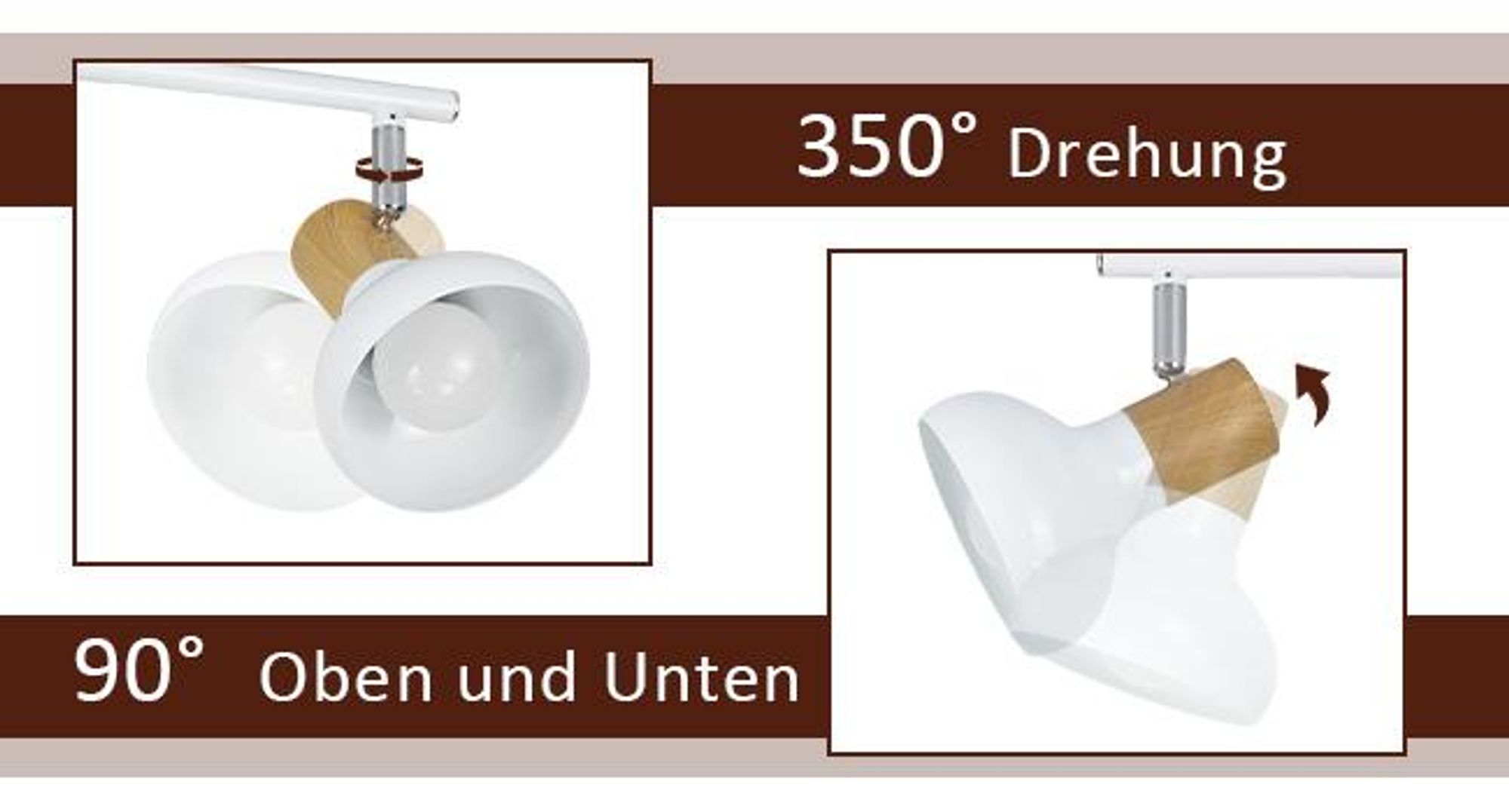 ZMH plafoniera faretto da soffitto vintage lampada da soffitto per corridoio lampada da soffitto industriale 4 fiamme faretto da soffitto per interni 350° orientabile bianco E14 faretto senza lampadina