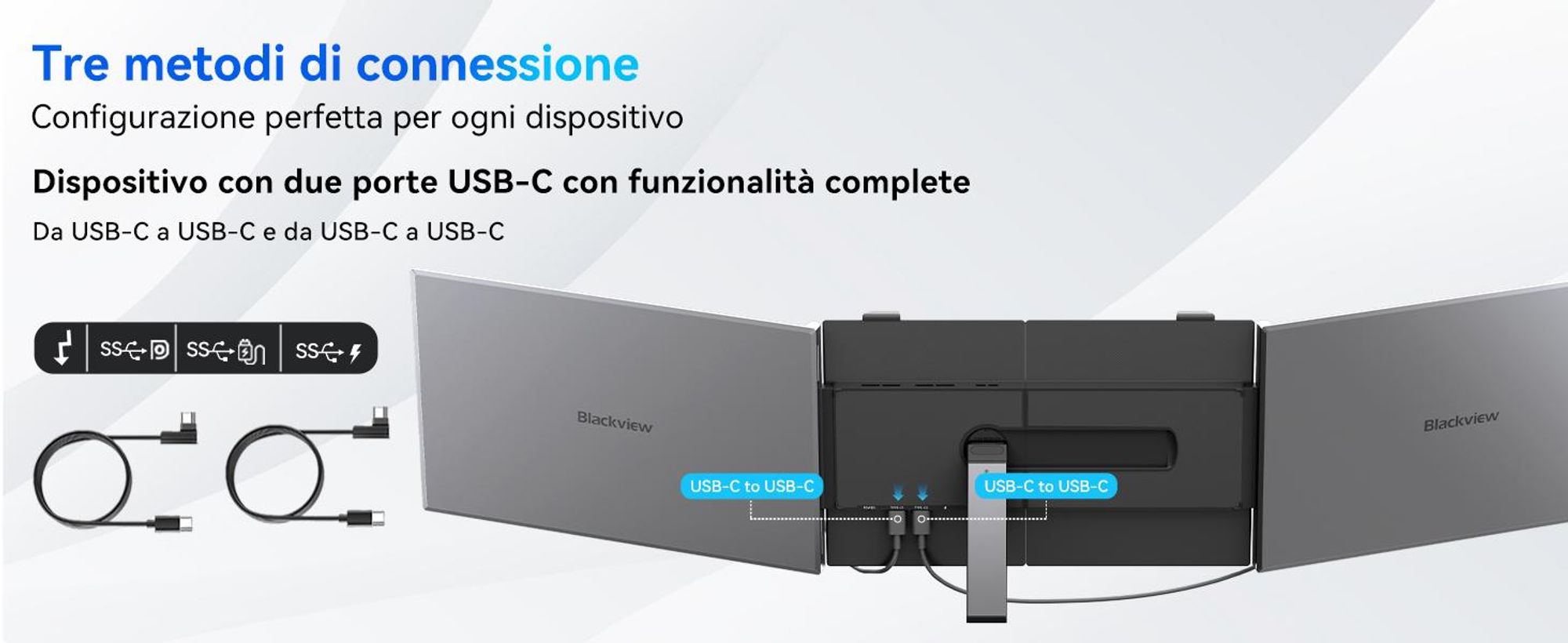 Blackview DCM6, monitor portatile da 14", monitor per laptop a doppio schermo, ultrasottile, FHD, compatibile con laptop da 13,3" a 17,3", ruotabile a 180°, compatibile con Windows/Mac/Android