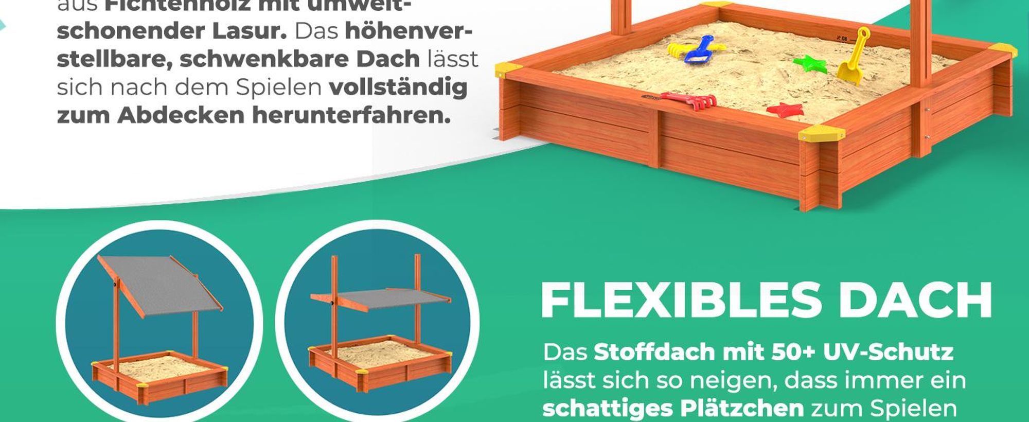 SPIELWERK Sandkasten Max Sonnendach