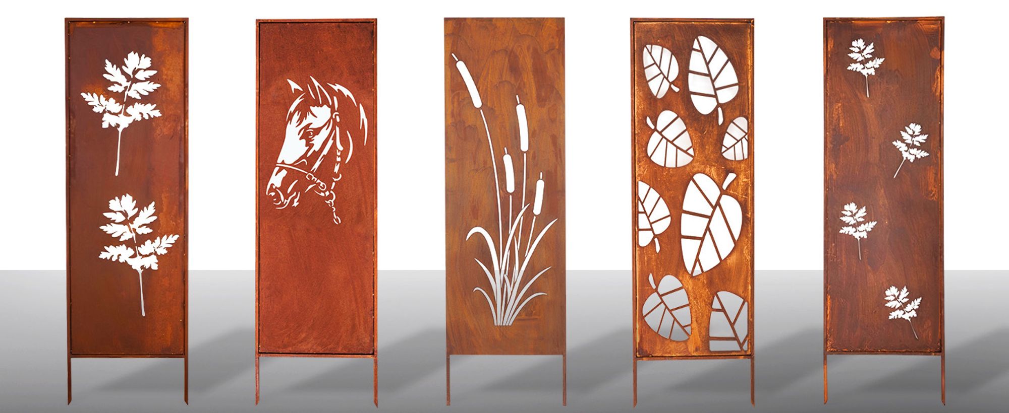 Sichtschutz Metall - 160 cm x 50 cm - Edelrost - Rostoptik Sichtschutz für Garten - Sichtschutzelement - Sichtschutzwand - Gartendekoration Zaun Rost