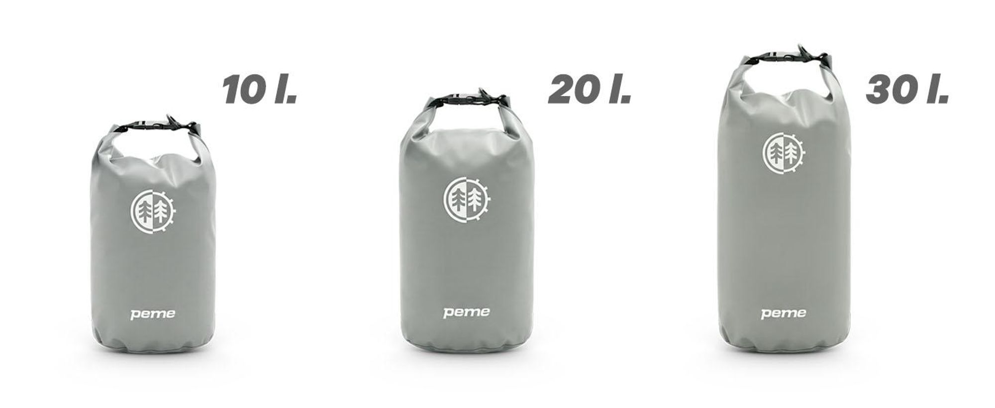 PEME Hydro Dry Bag 30L Wasserdichter Packsack Wasserdichte Tasche für SUP Kanu Kajak Schwimmen Wasserfester Beutel Nassbeutel Umhängetasche Grau