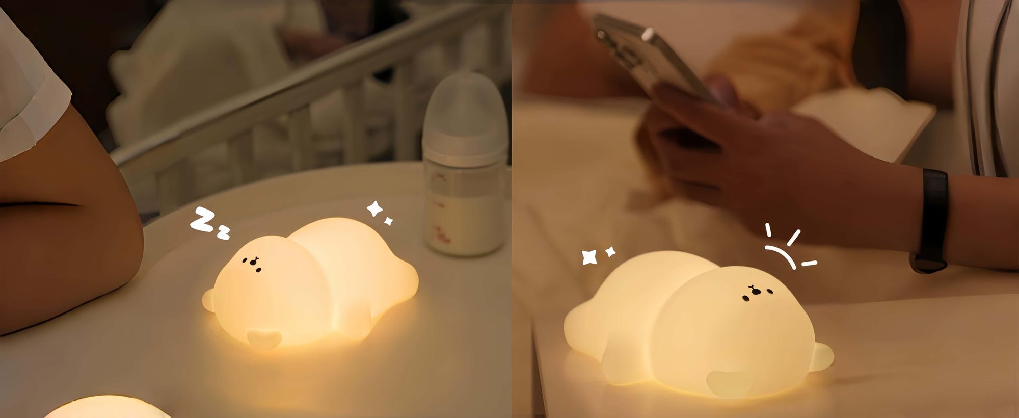 LED Bär-Nachtlicht,7 Farben,3 Dimmstufen,USB,Touch-Steuerung, Still-licht mit Timer,Silikon Nachtlampe Baby,Augenschutz-lampe,Geschenke für Kinder