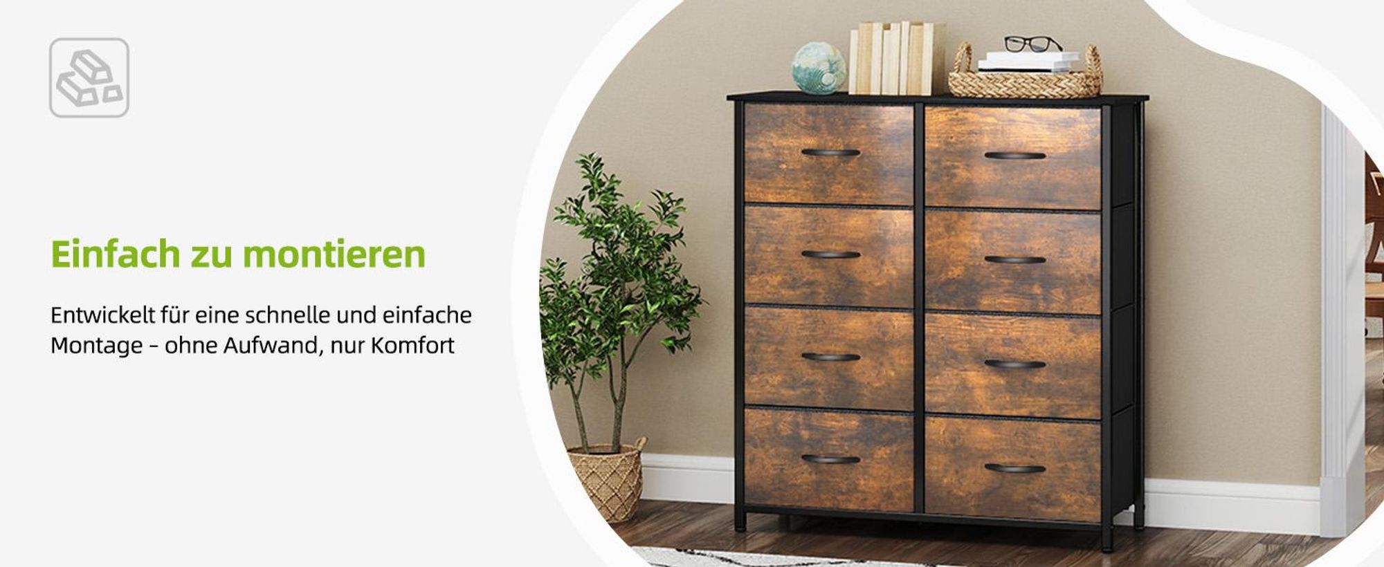 YITAHOME Kommode mit 6 Schubladen, Sideboard Schubladenschrank Schlafzimmerschrank, 100x30x70 cm