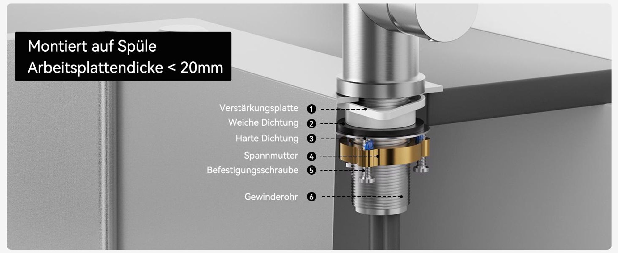 Wasserhahn Küchenarmatur, 360° Drehbar Spültischarmatur, Cecipa Ausziehbare Küchenarmatur 304 Edelstahl, Ausziehbarer Wasserhahn, Gebürstet