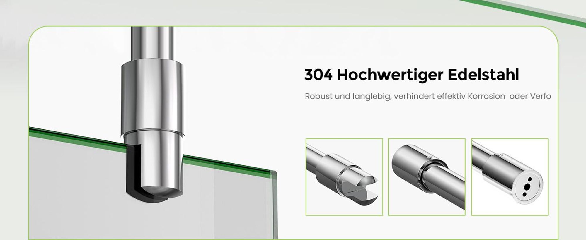 S'AFIELINA Dusch-Stabilisierungsstange aus Edelstahl, rund, verstellbar (Länge), für Glas 6–10 mm, auch für Decke, ideal für Duschabtrennungen,1 Stück