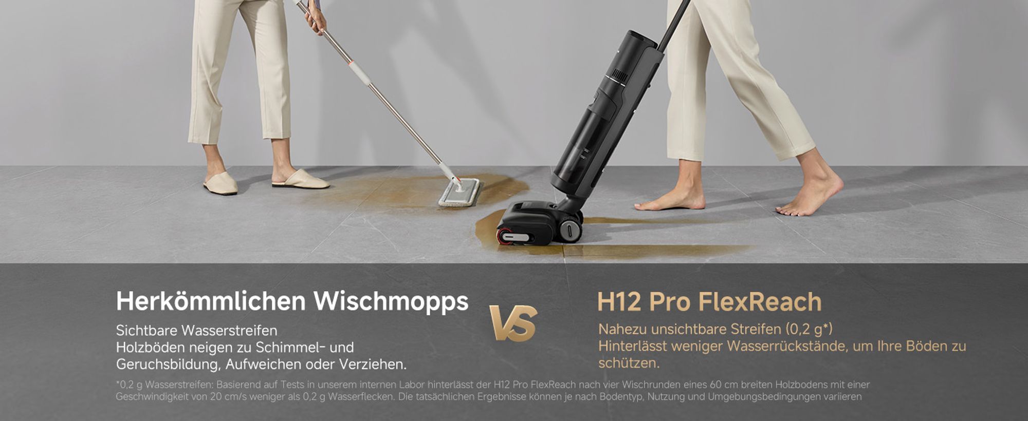 Dreame H12 Pro FlexReach Nass- und Trockensauger,Kabelloser Staubsauger-Mopp ohne Verwicklungen für Hartböden,180°Liegefläche,Heißluft-Selbstreinigung