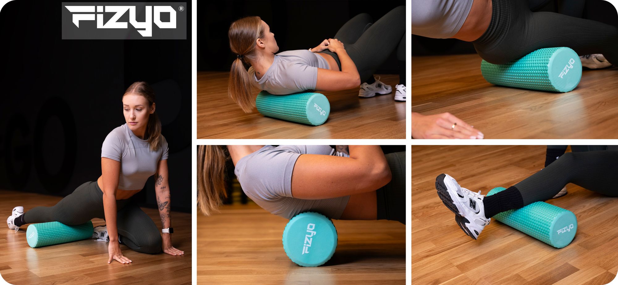 Trénink Fitness s masážním válcem s výstupky 45x15 cm FIZYO — osoba provádí cvičení