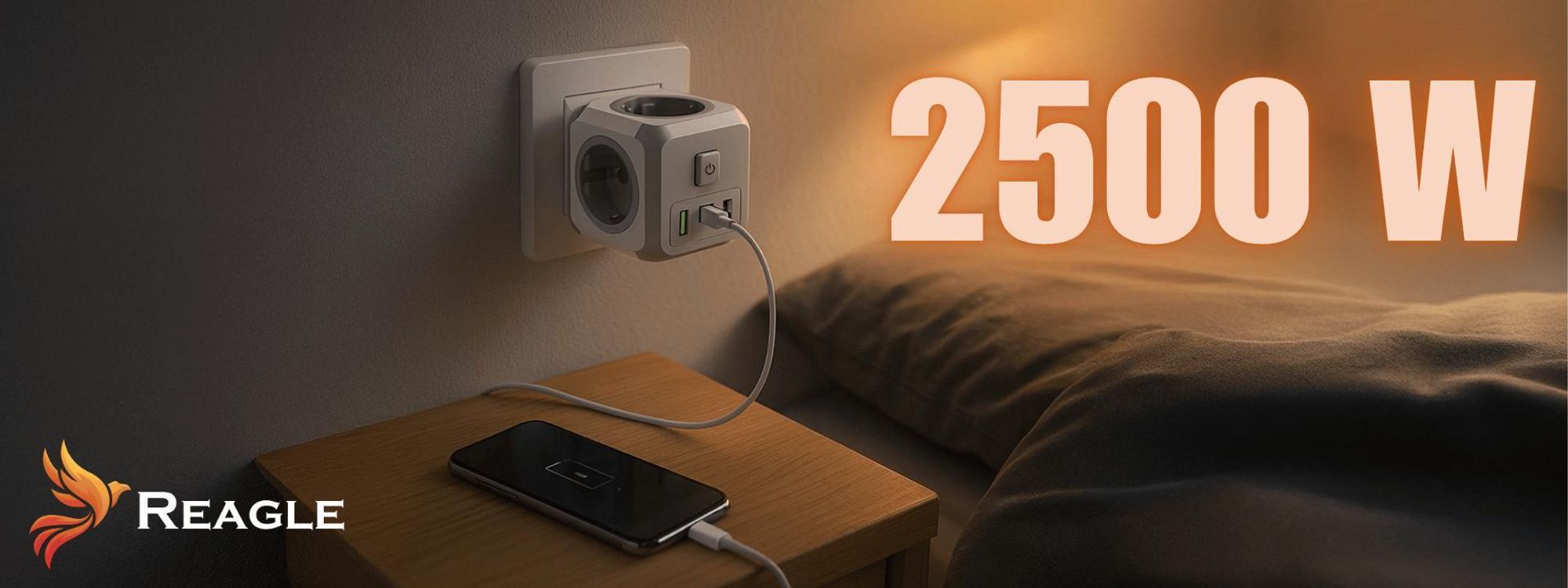 Reagle Netzteil 3X Ladeanschluss 3X Usb 1X Usb-C Praktisch Für Zuhause Und Im Büro Netzadapter Und Ladegerät In Einem Kompakte Form