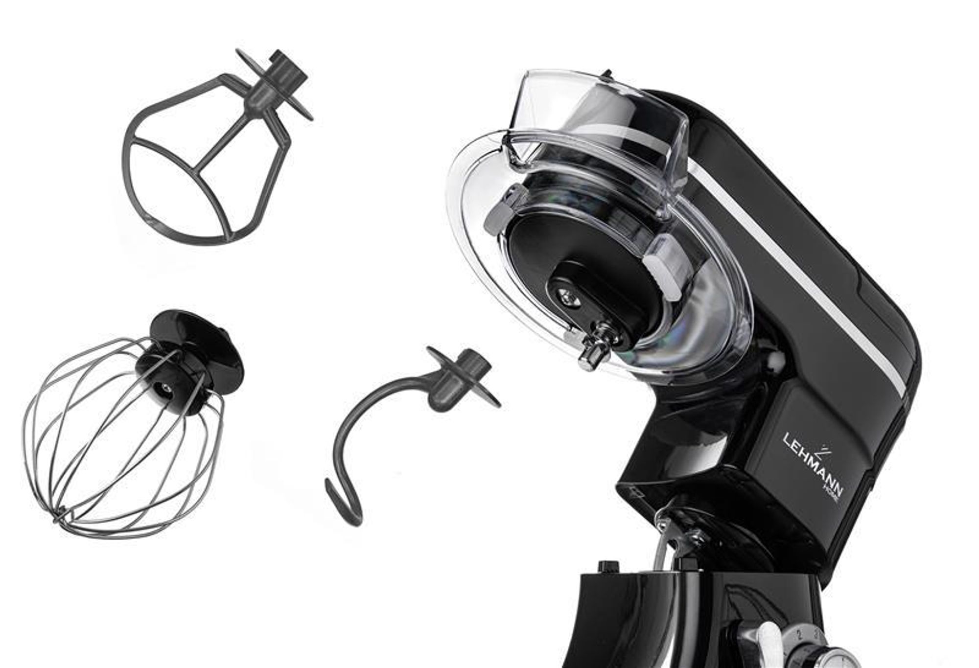 Robot planetarny kuchenny LEHMANN MASTIC, maszynka do mięsa, mikser, blender kielichowy 3w1, 1300 W, 6 prędkości, misa 5 l, 550x415x215, 7 kg, czarny