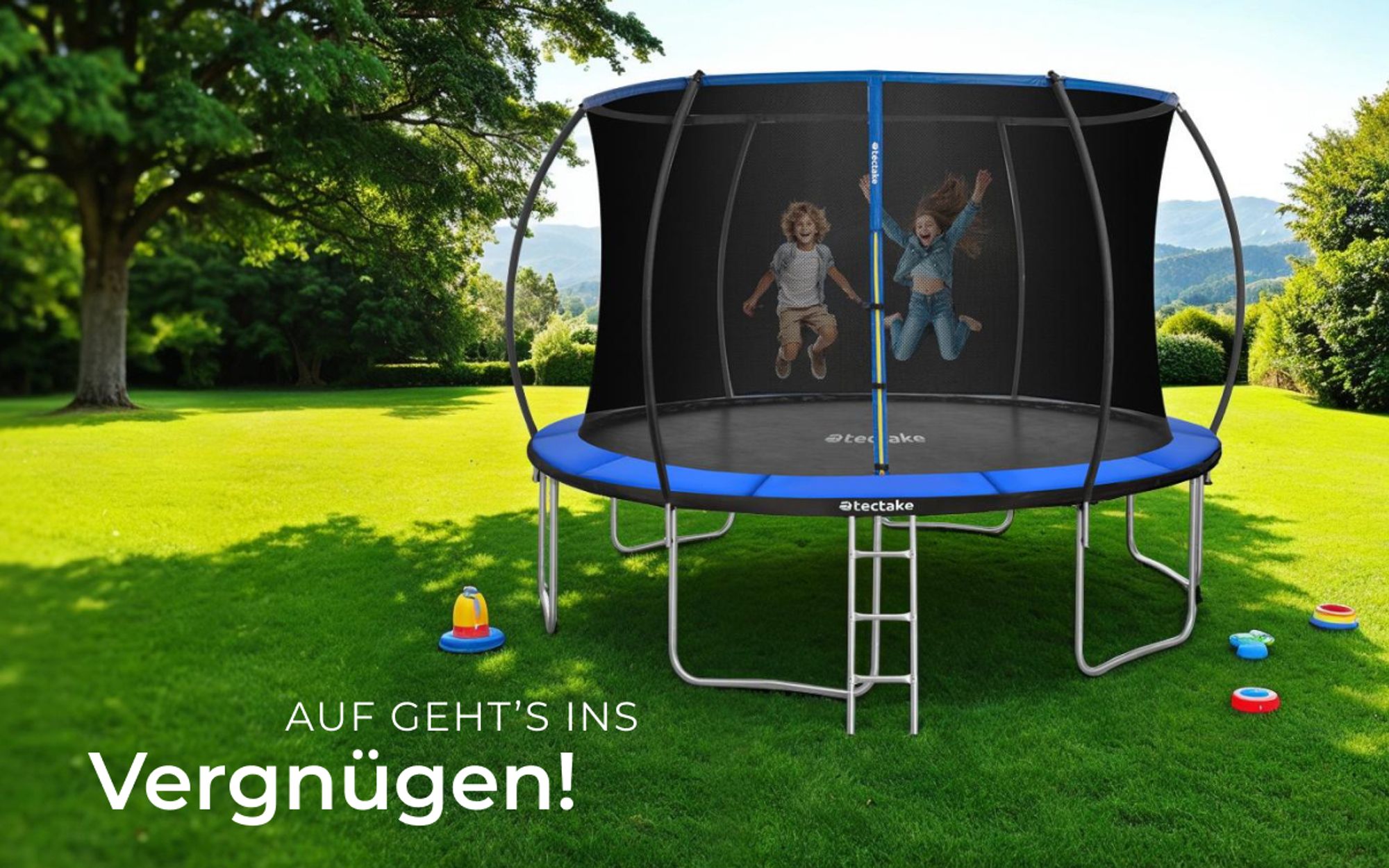 tectake® Trampolin Jumpy Ø 366 cm, GS- mit Sicherheitsnetz