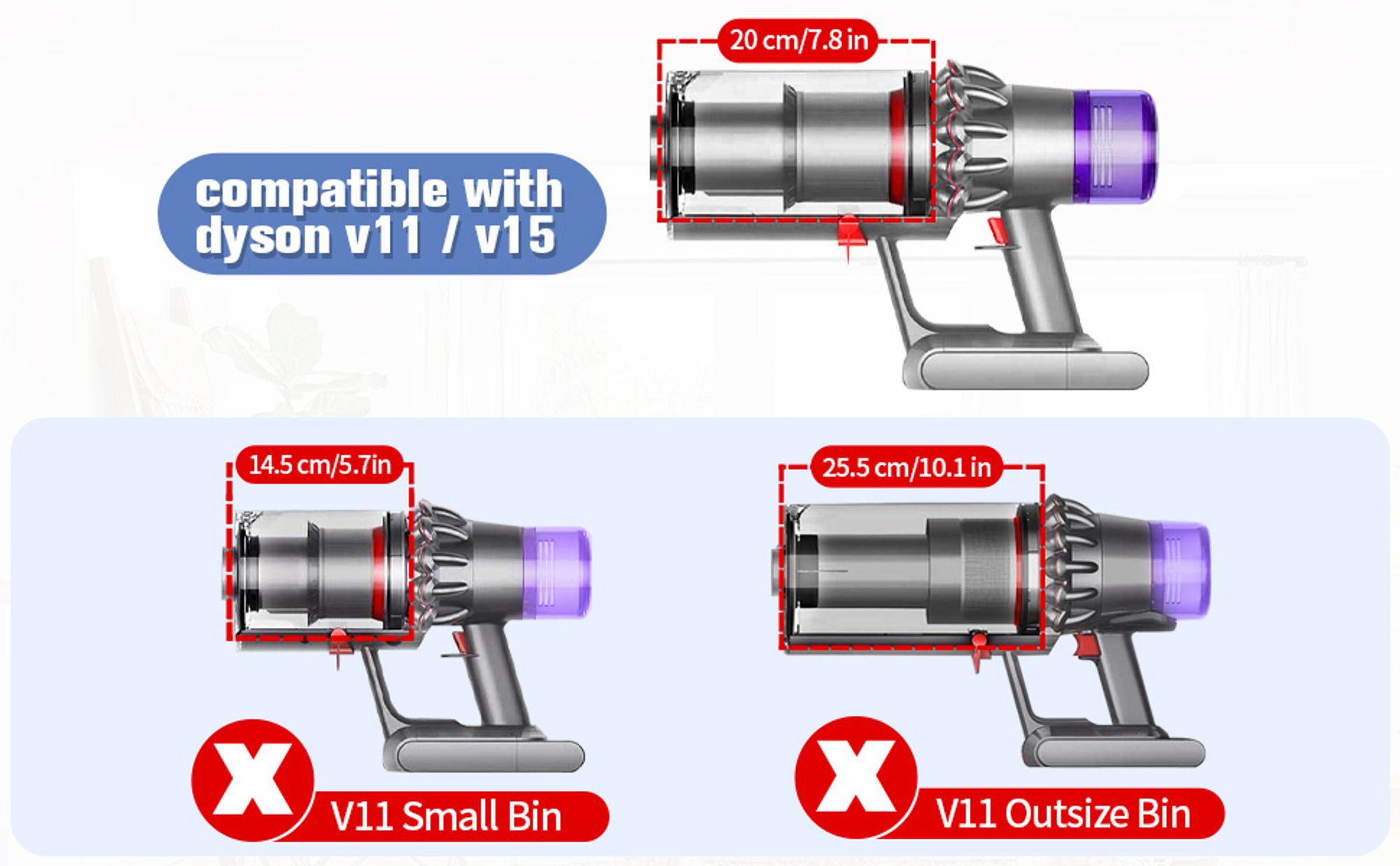 Verbesserter Staubbehälter für Dyson V11 V15 SV14 SV15 SV22 Staubsauger Großen Behälter, Ersatz Big Bin Assembley Teile-Nr.