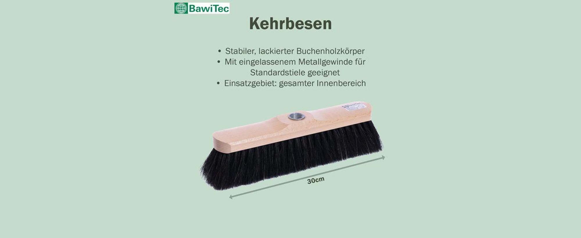 Rosshaarbesen mit Holzstiel sehr weiche Naturhaar-Borsten Zimmerbesen mit Stiel Rosshaar lackiertes Holz mit Metallgewinde Holzstiel 120cm Lang