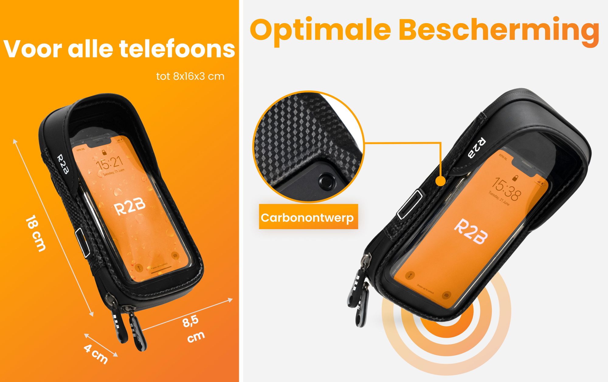 R2B Waterdichte Telefoonhouder Fiets tot 7 inch - 360° Draaibaar