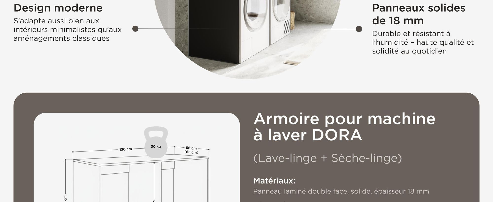 Armoire pour lave-linge de 130 cm