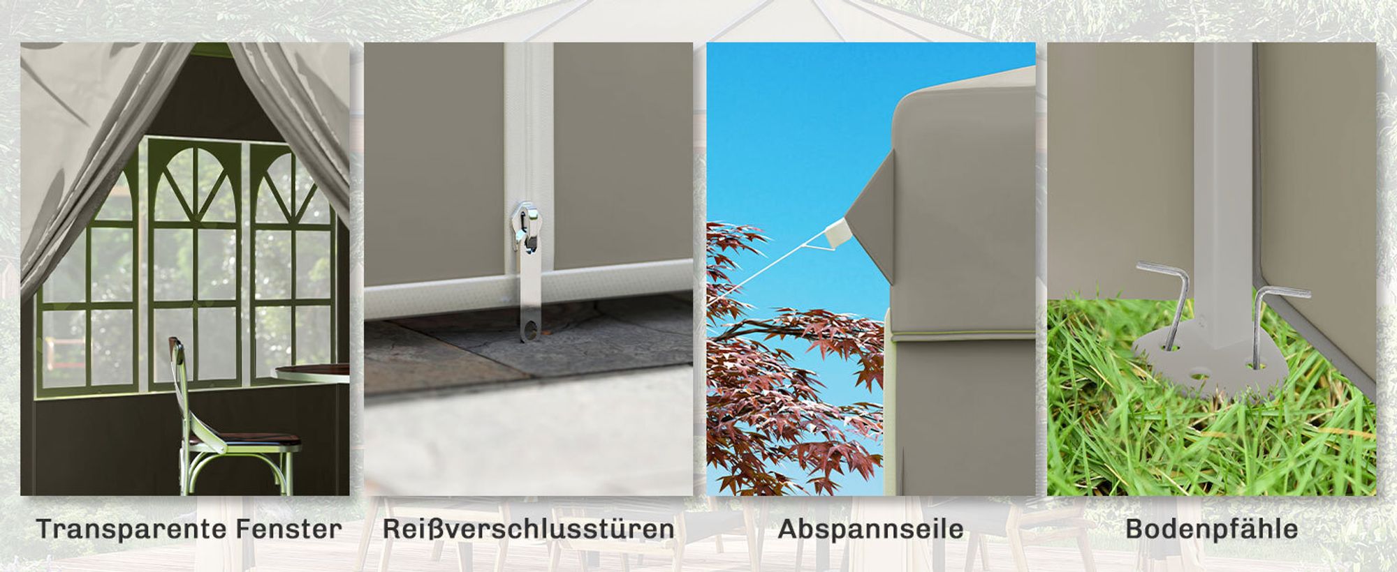 Outsunny Pavillon ca.2,5x2,5m, wasserabweisend Stabil Winterfest Pop-up Faltpavillon, UV Schutz 50+