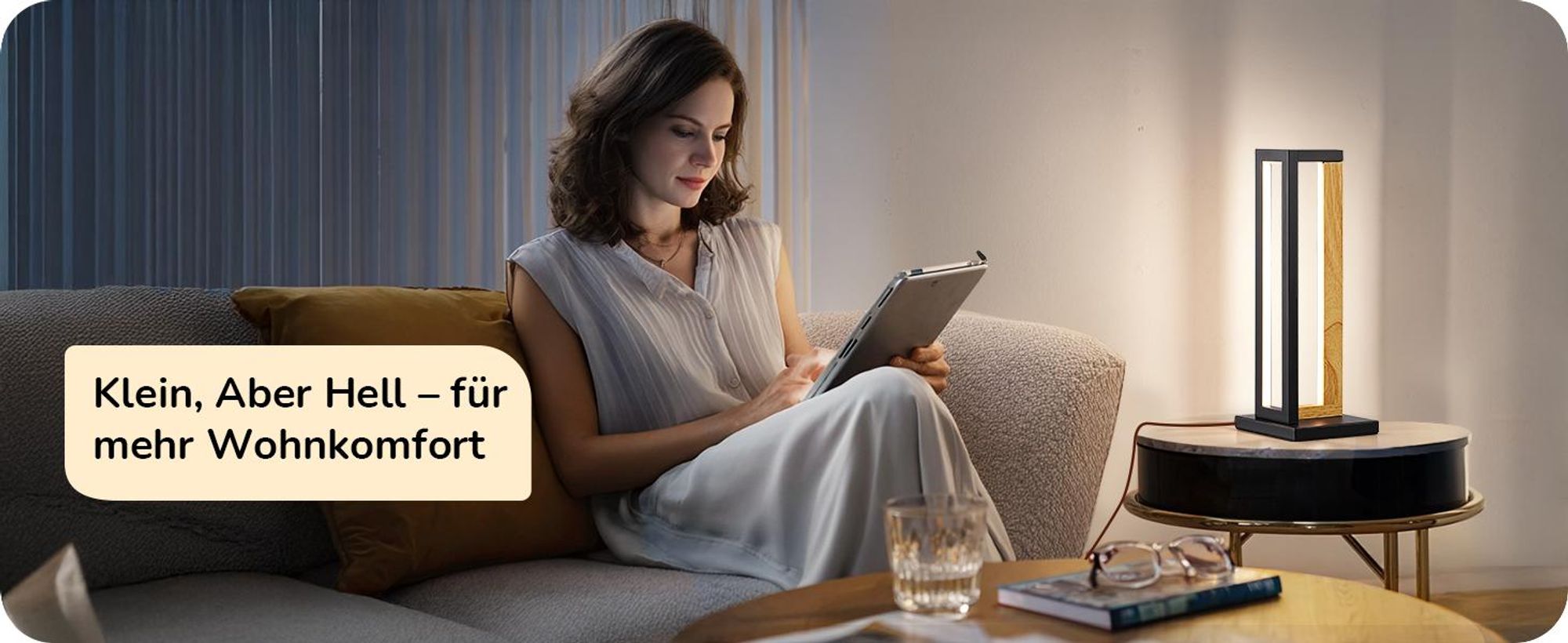EDISHINE Nachttischlampe Touch Dimmbar, Moderne Tischlampe mit 3 Farbtemperaturen und Memory-Funktion, Metall & Holz Design,35cm
