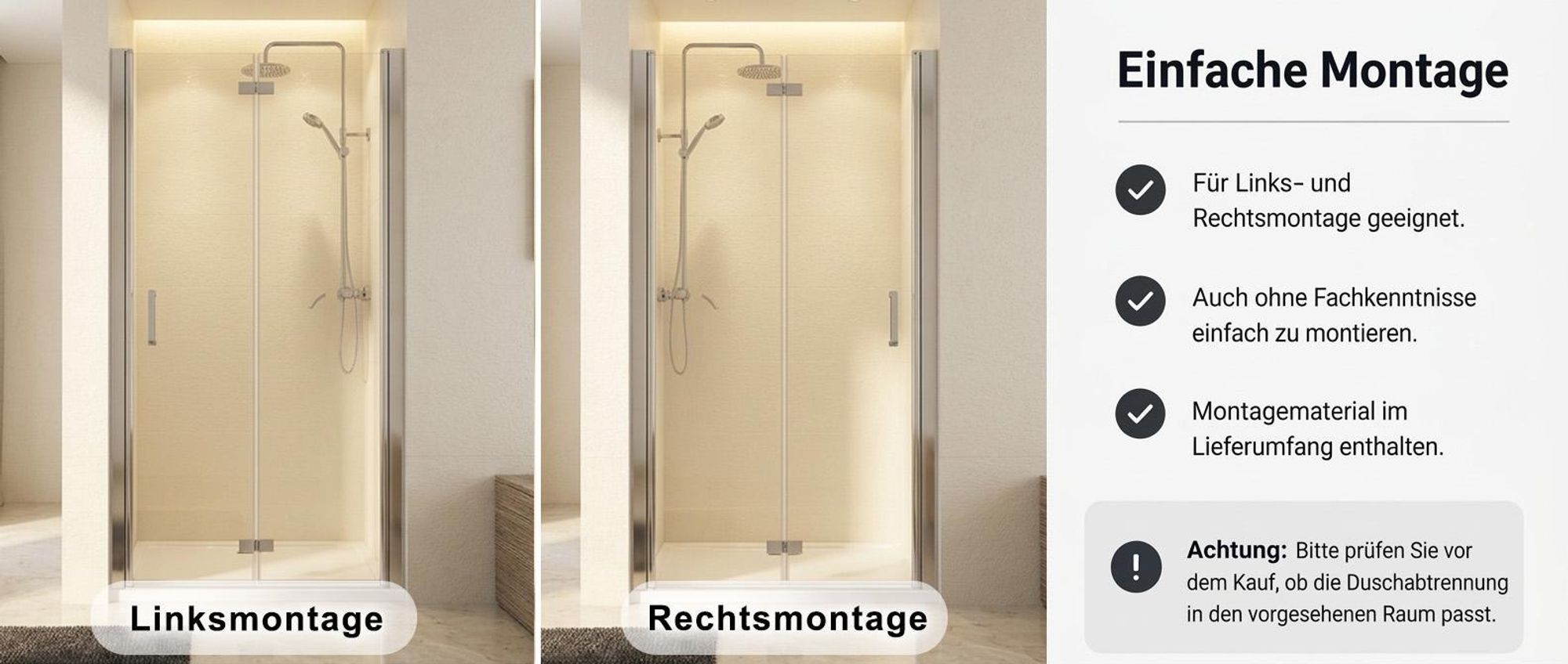 MIQU Duschabtrennung 120x185 cm Nischentür Duschwand Dusche 180° Falttür 6mm Nano ESG Glas