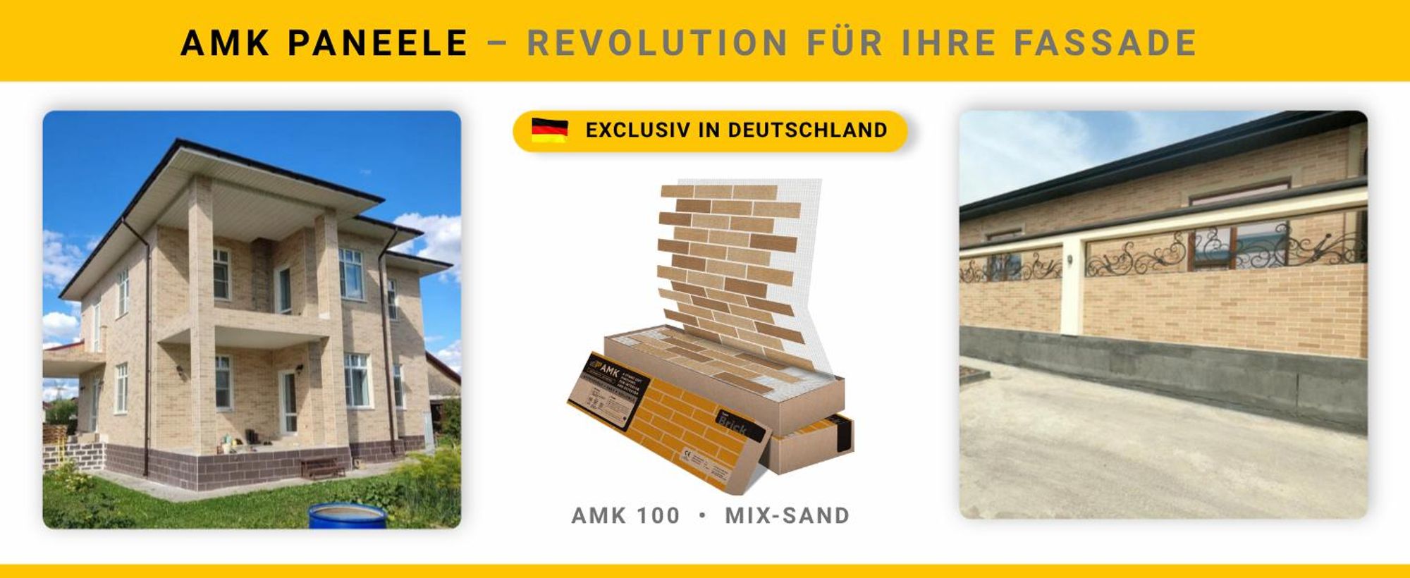 AMK Fassadenpaneele 100 Mix-Sand – fertiges Objekt